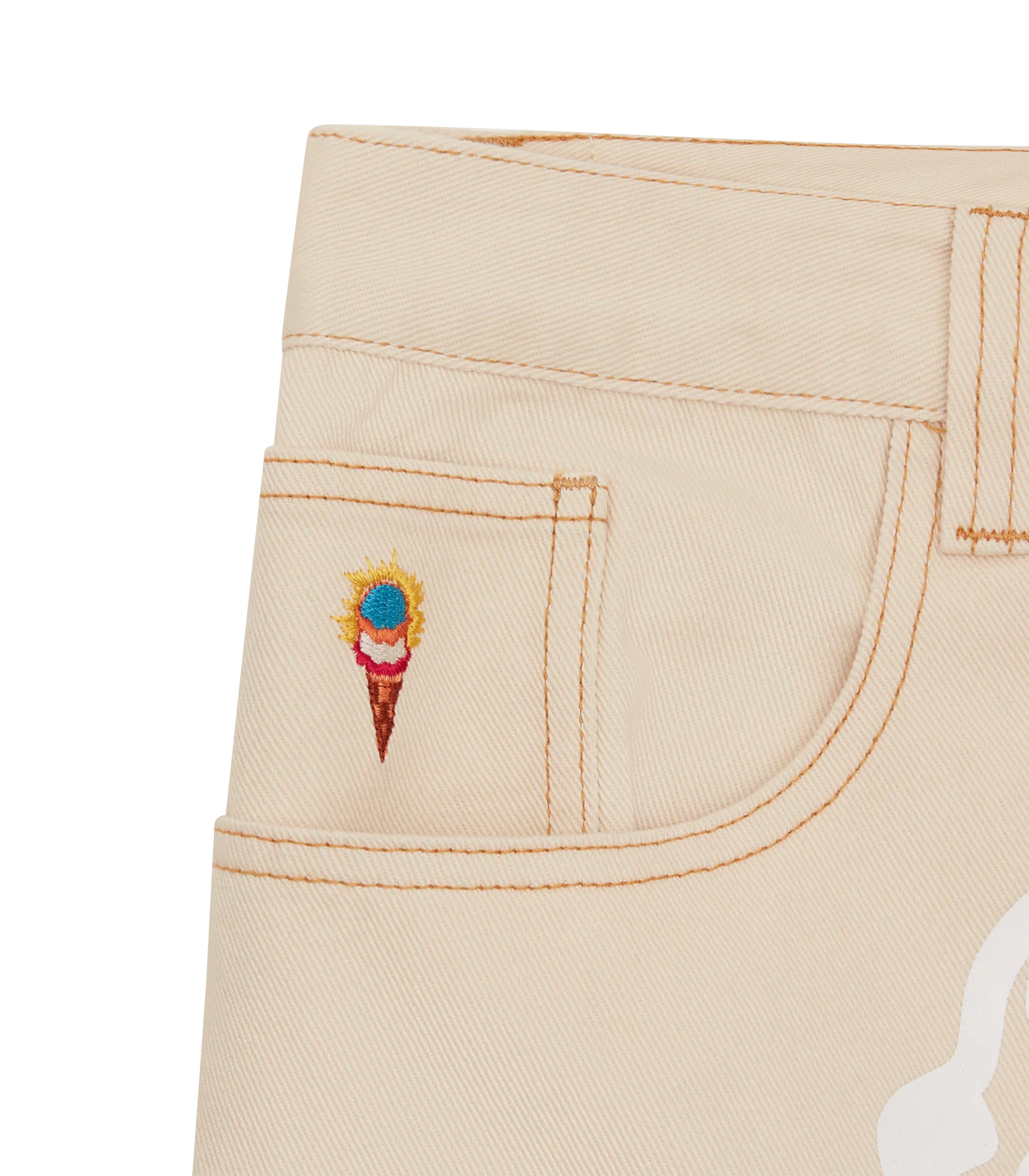 RUNNING DOG DOUBLE SCOOP DENIM PANTS - ECRU - Image 4