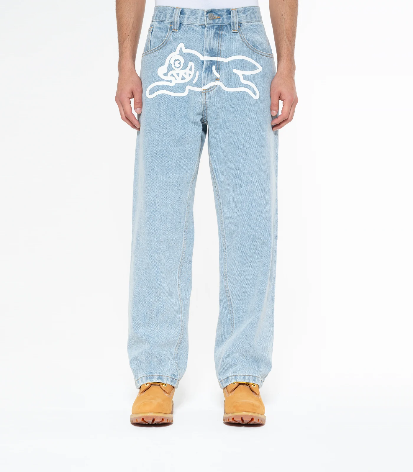RUNNING DOG DOUBLE SCOOP DENIM PANTS - HEAVY WASH BLUE - Image 3