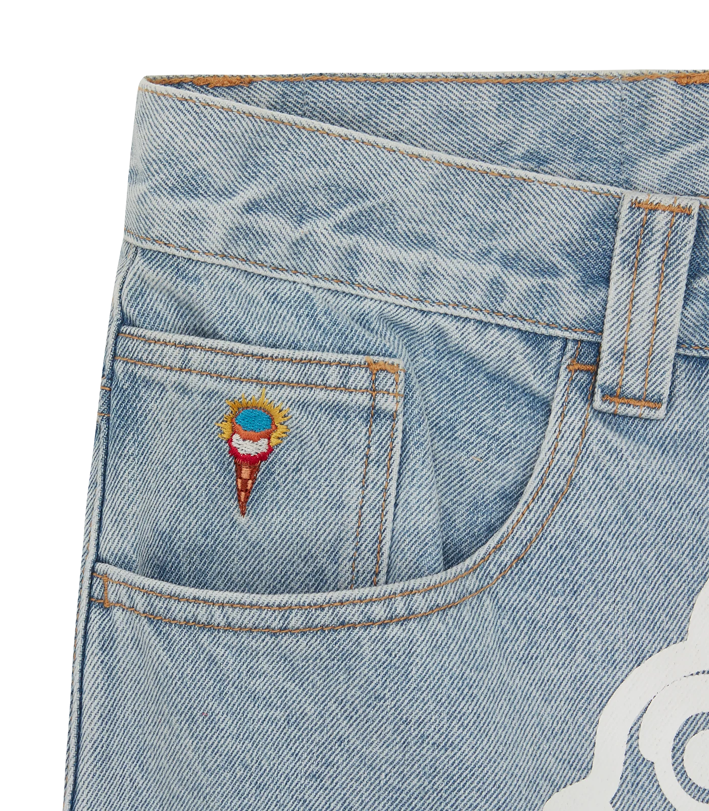 RUNNING DOG DOUBLE SCOOP DENIM PANTS - HEAVY WASH BLUE - Image 5