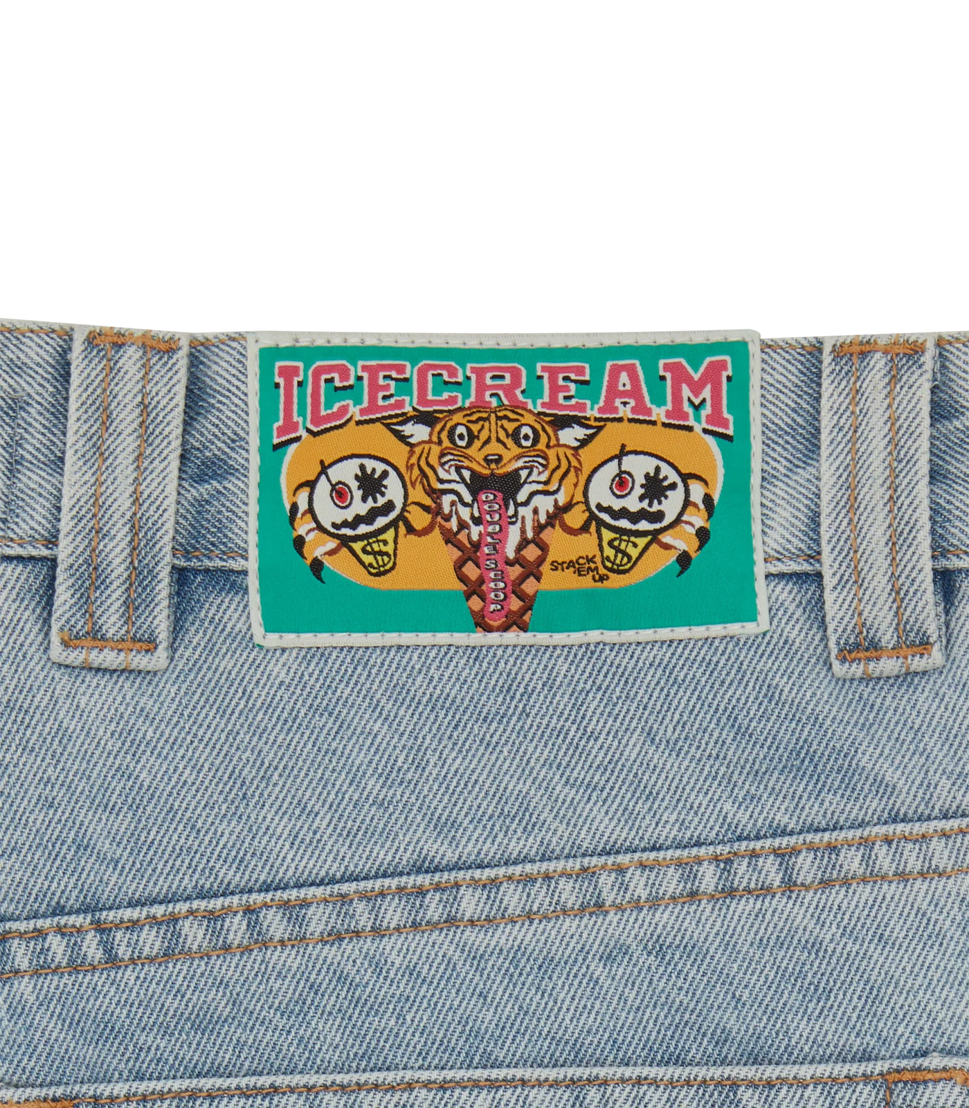 RUNNING DOG DOUBLE SCOOP DENIM PANTS - HEAVY WASH BLUE - Image 7