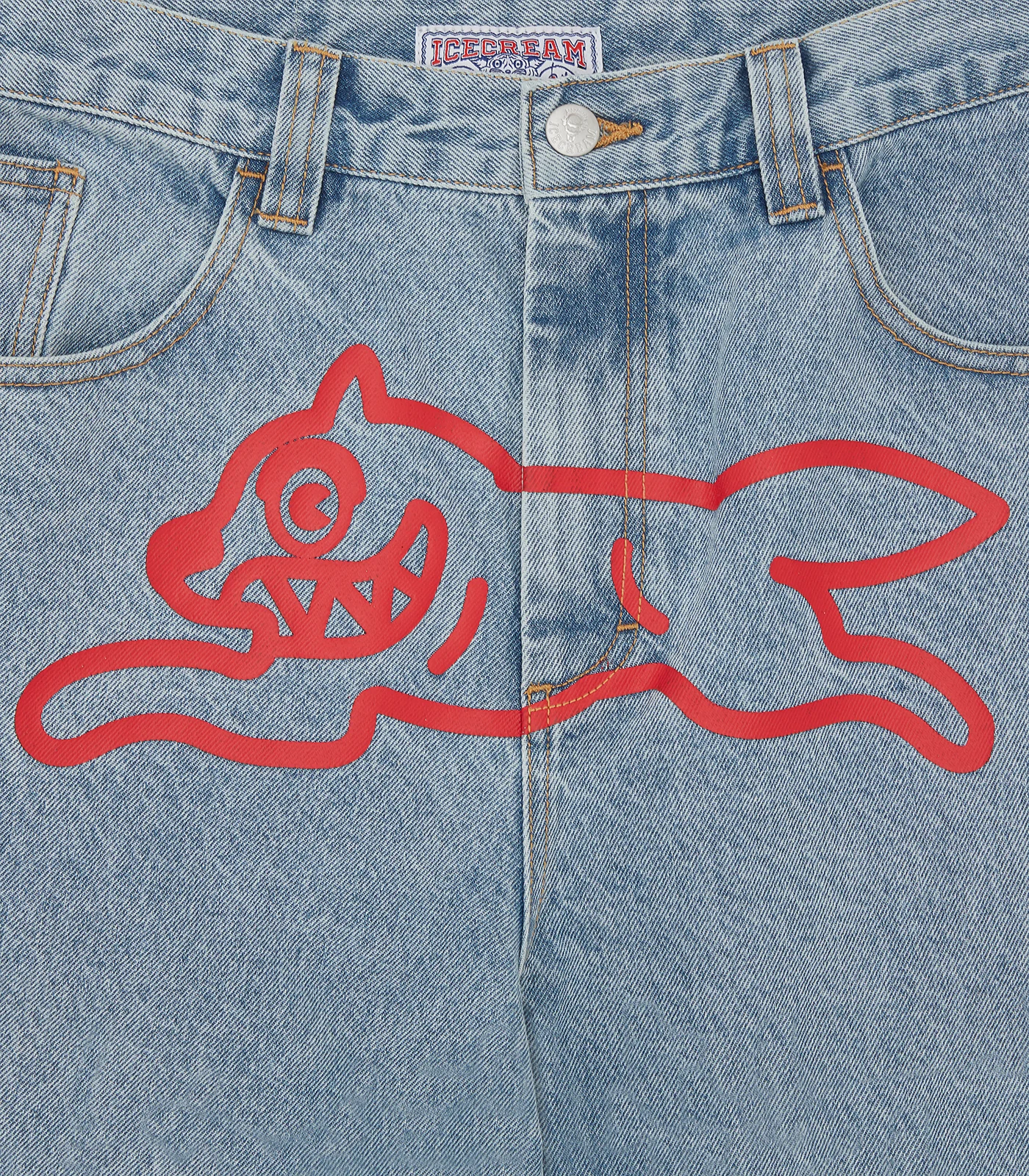 RUNNING DOG DOUBLE SCOOP DENIM PANT - LIGHT WASH BLUE - Image 3