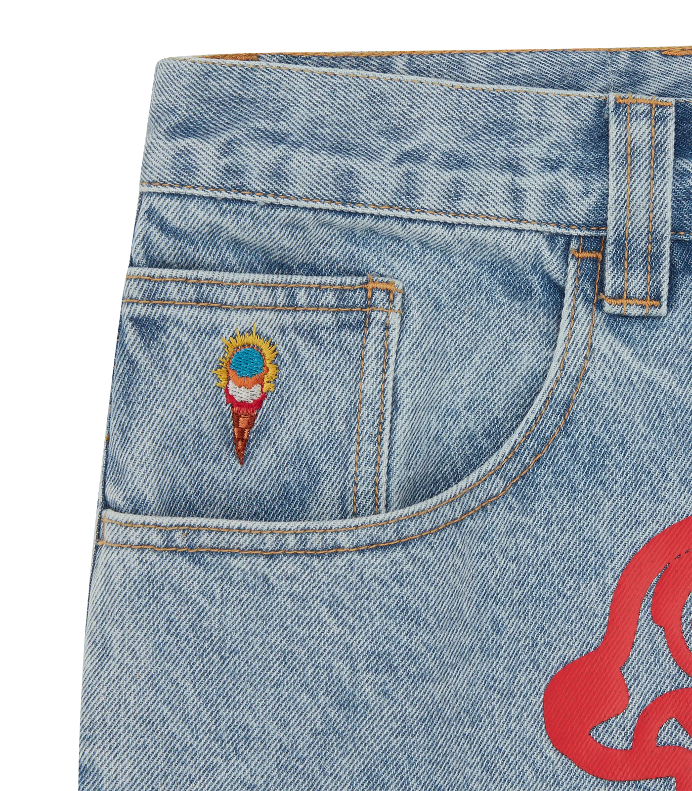 RUNNING DOG DOUBLE SCOOP DENIM PANT - LIGHT WASH BLUE - Image 4