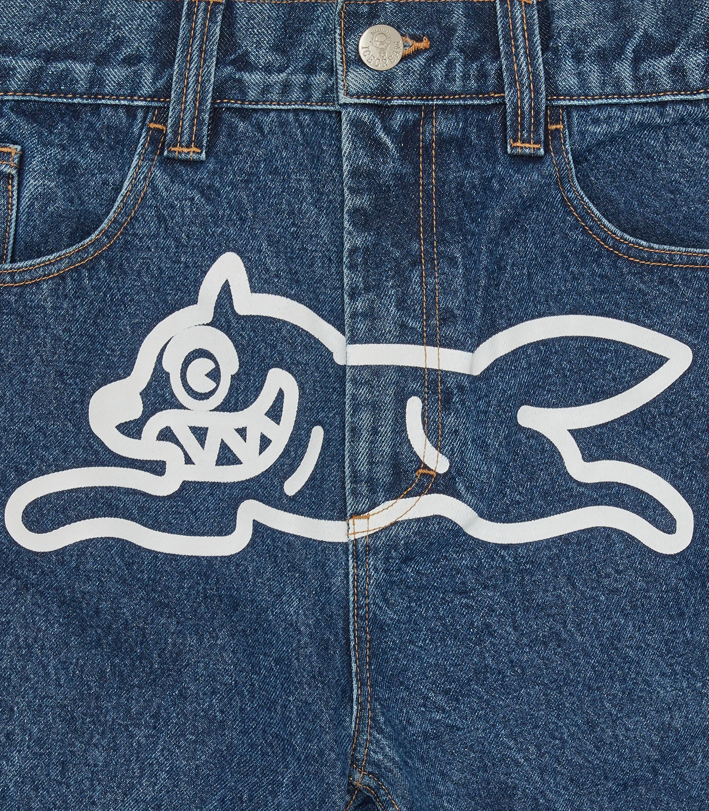 RUNNING DOG DOUBLE SCOOP DENIM PANTS - MID WASH BLUE - Image 5