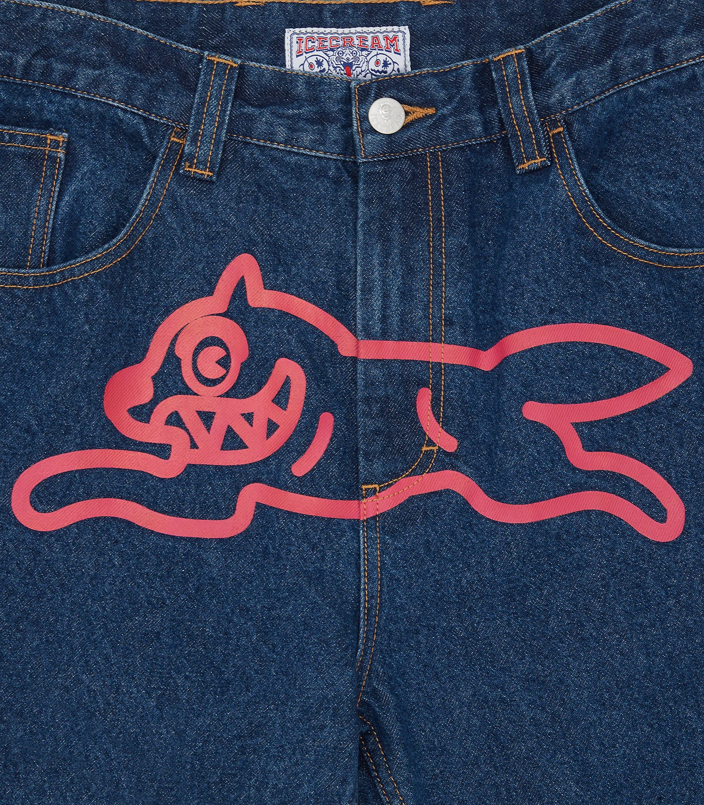 RUNNING DOG DOUBLE SCOOP DENIM PANT - MID WASH BLUE - Image 3