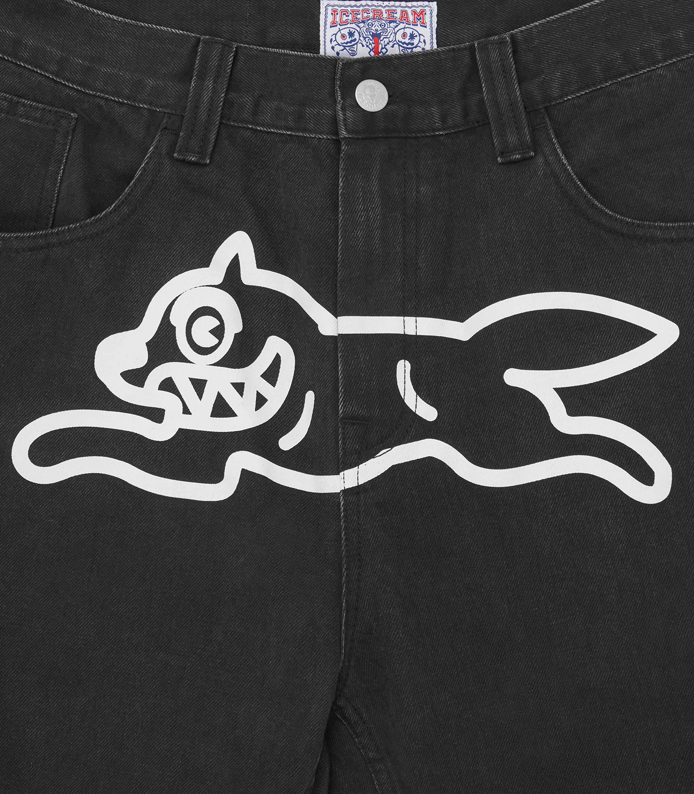 RUNNING DOG DOUBLE SCOOP DENIM PANTS - BLACK - Image 3
