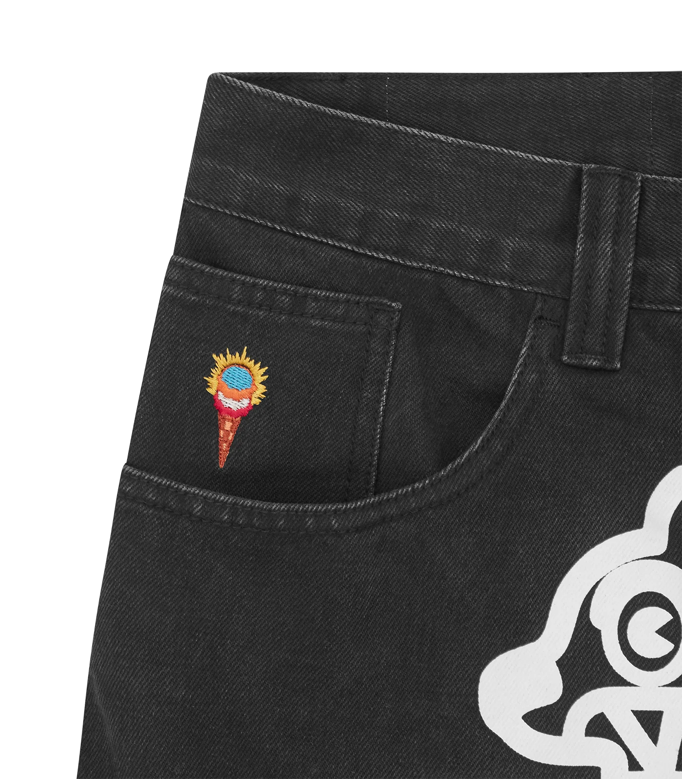 RUNNING DOG DOUBLE SCOOP DENIM PANTS - BLACK - Image 4