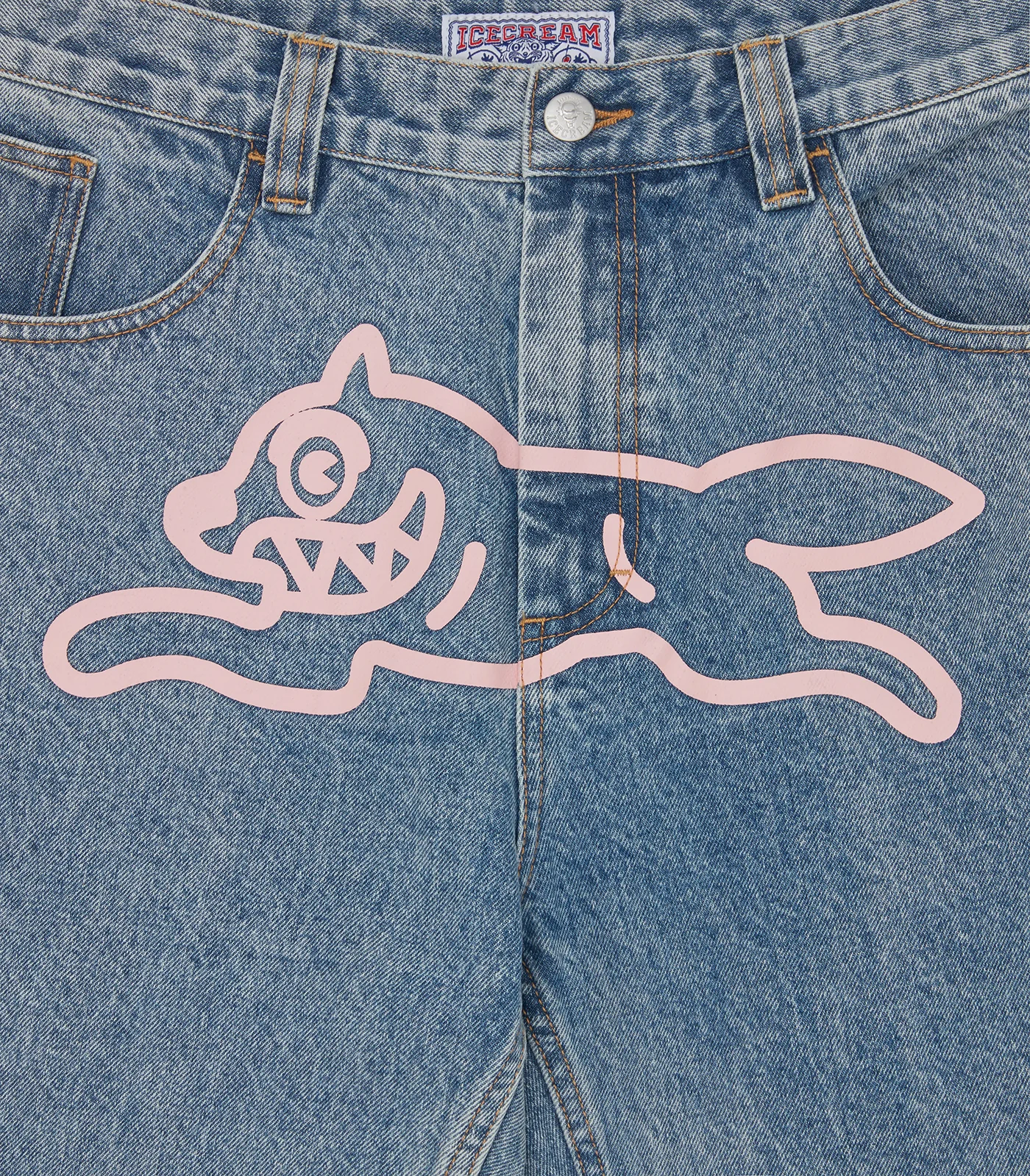 RUNNING DOG DOUBLE SCOOP DENIM PANTS - HEAVY WASH BLUE - Image 4