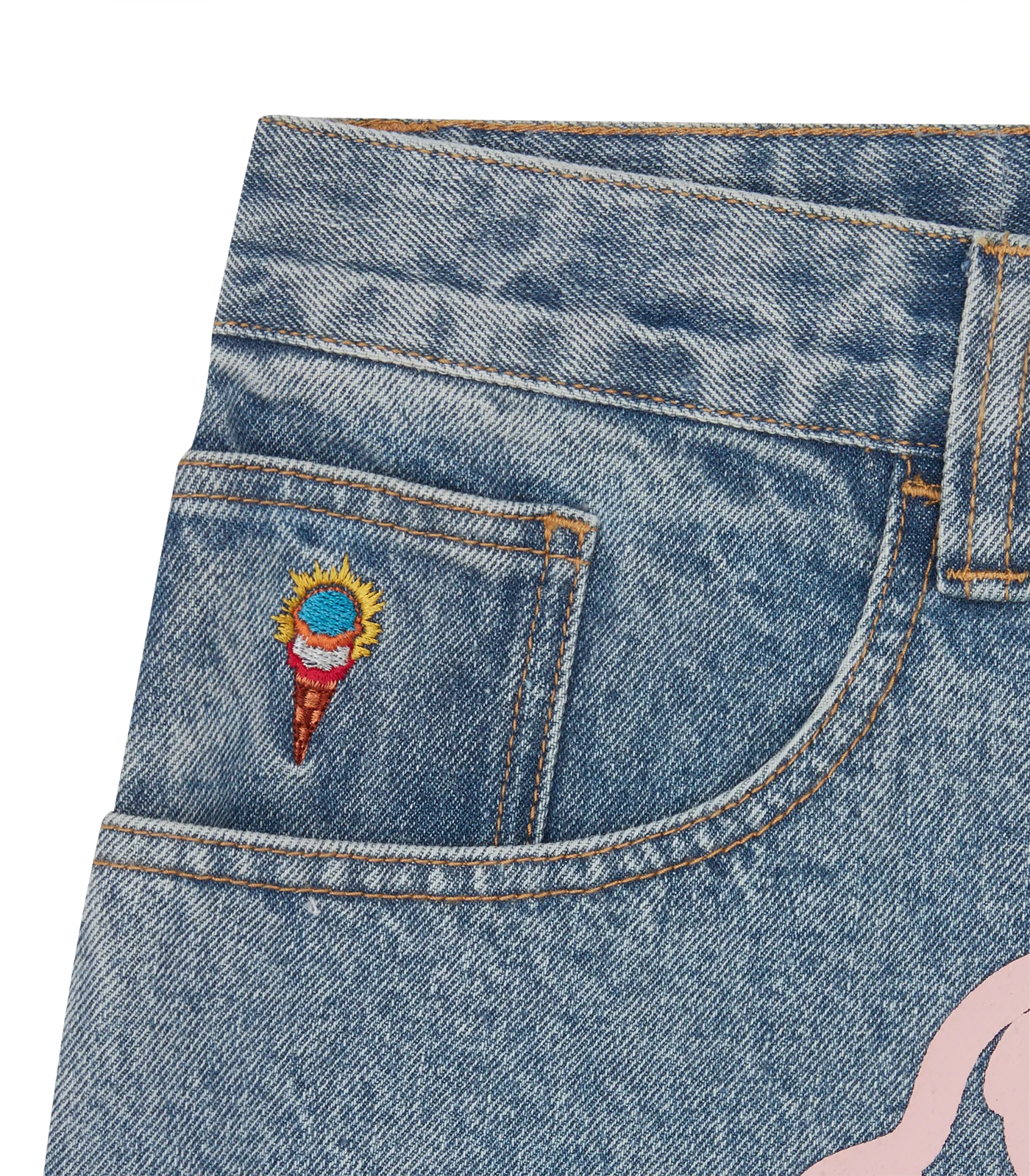 RUNNING DOG DOUBLE SCOOP DENIM PANTS - HEAVY WASH BLUE - Image 5