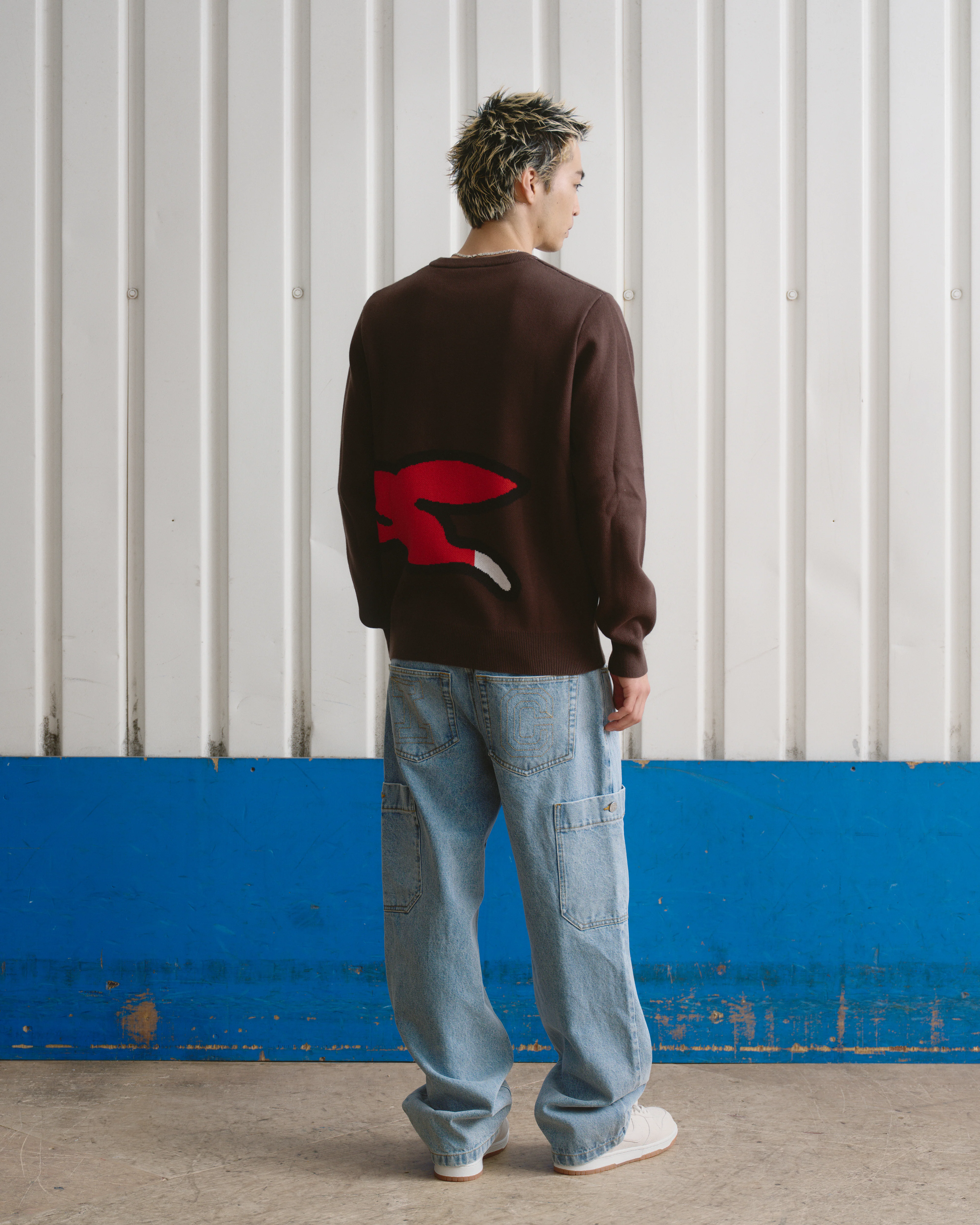 RUNNING DOG KNITTED CREWNECK - BROWN - Image 3