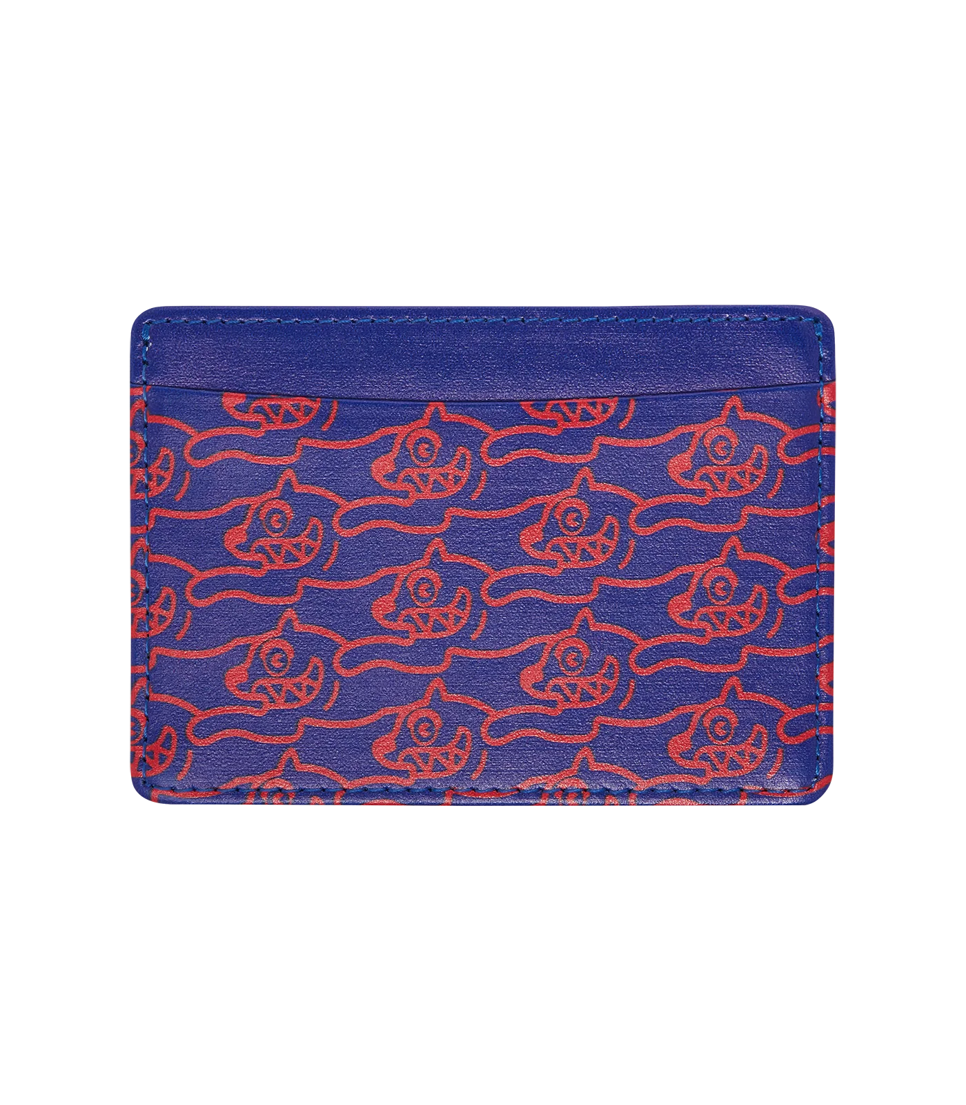 RUNNING DOG LEATHER CARD HOLDER - BLUE/RED
