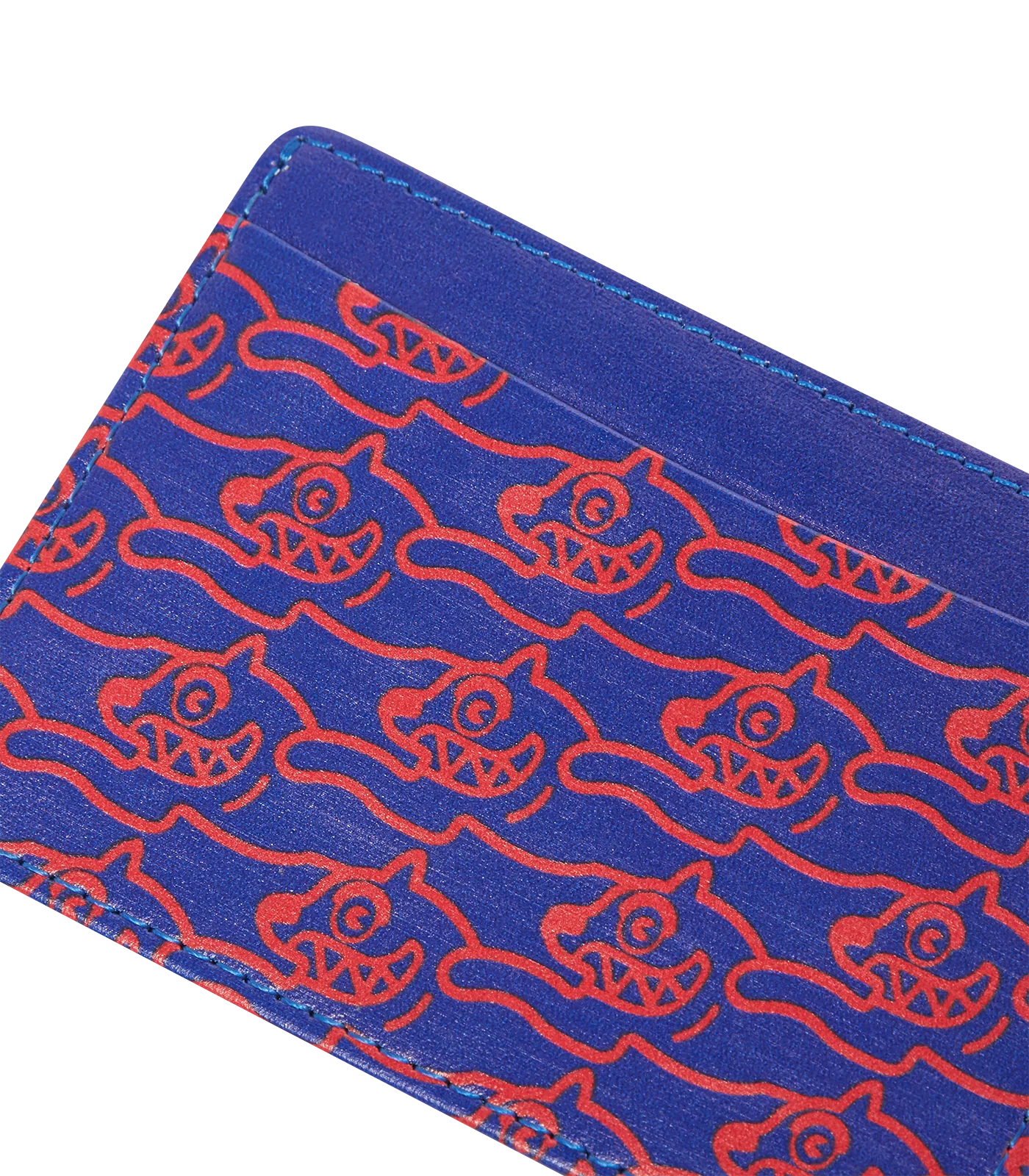 RUNNING DOG LEATHER CARD HOLDER - BLUE/RED - Image 3