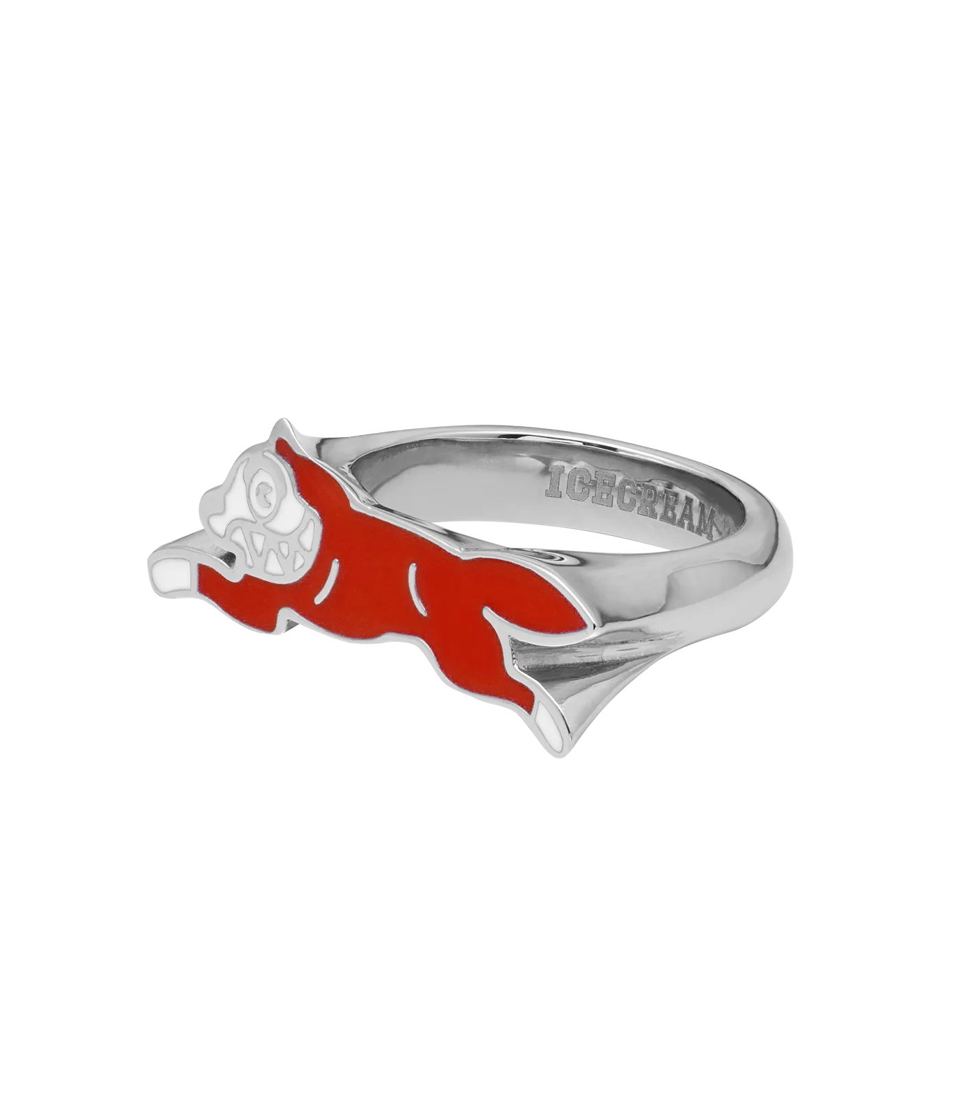 RUNNING DOG RING - SILVER/RED - Image 5