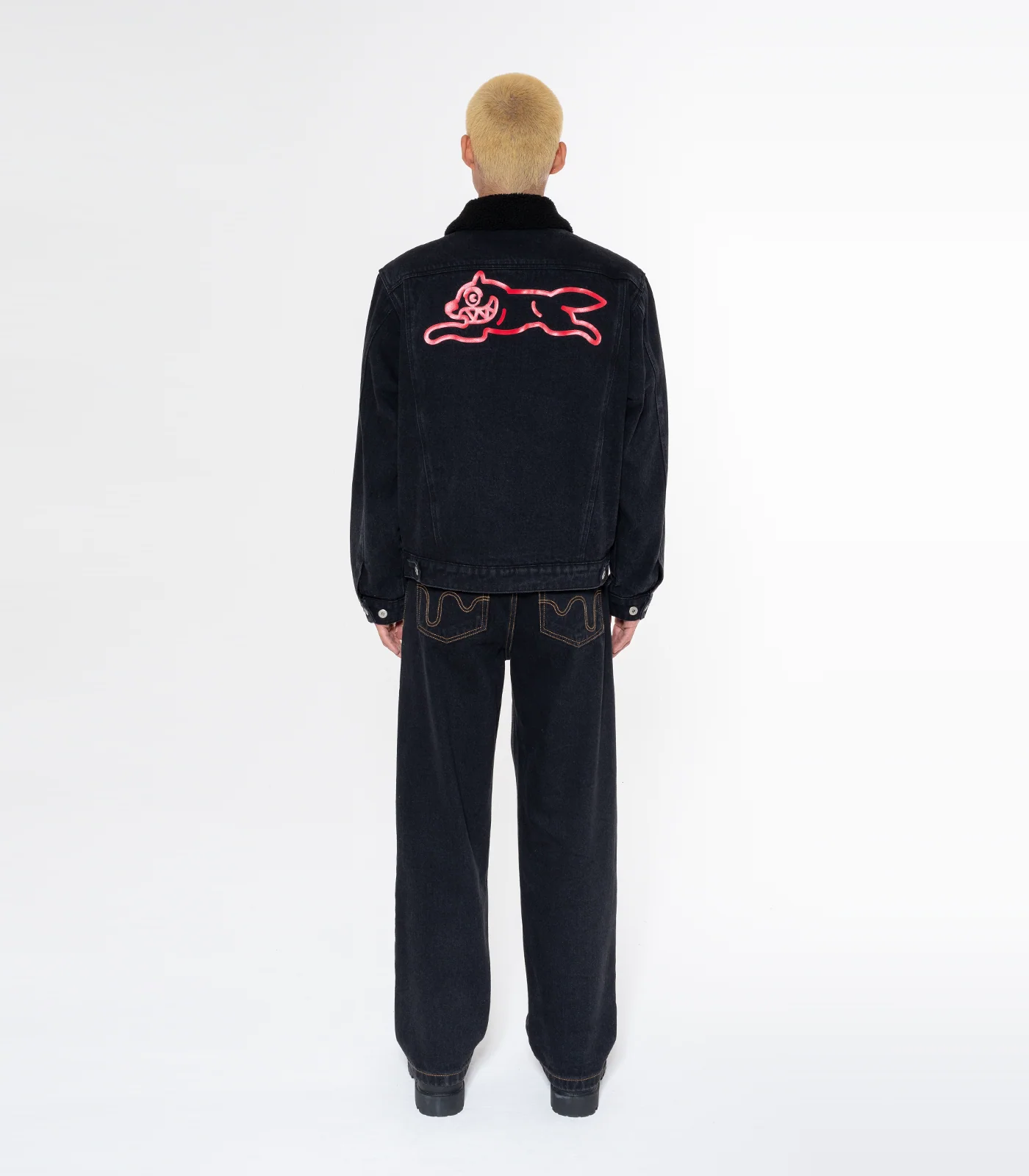RUNNING DOG SHERPA TRUCKER JACKET - BLACK - Image 3