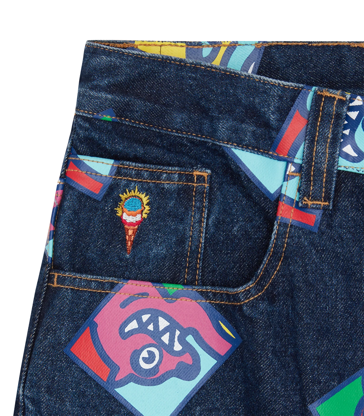 RUNNING DOG TILE DENIM PANTS - INDIGO - Image 3