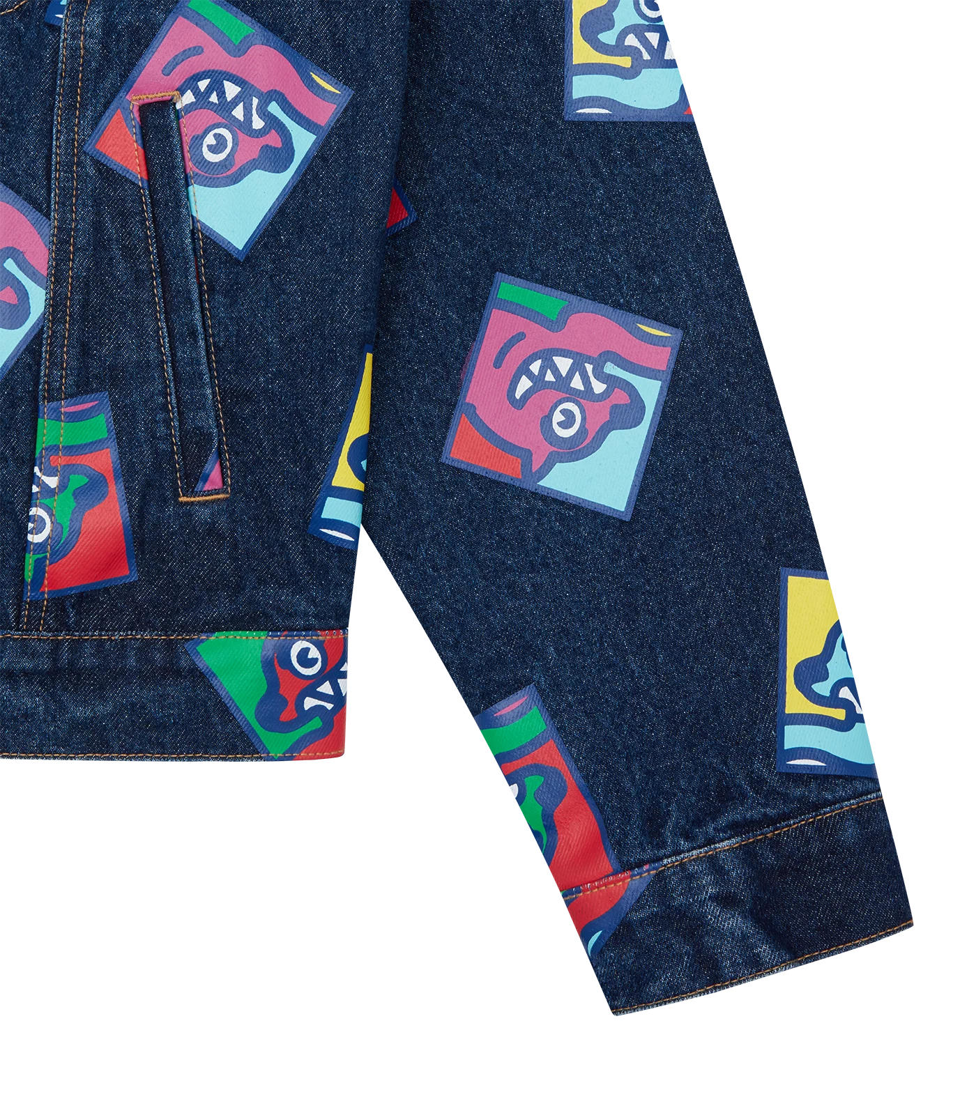 RUNNING DOG TILE DENIM TRUCKER JACKET - INDIGO - Image 4