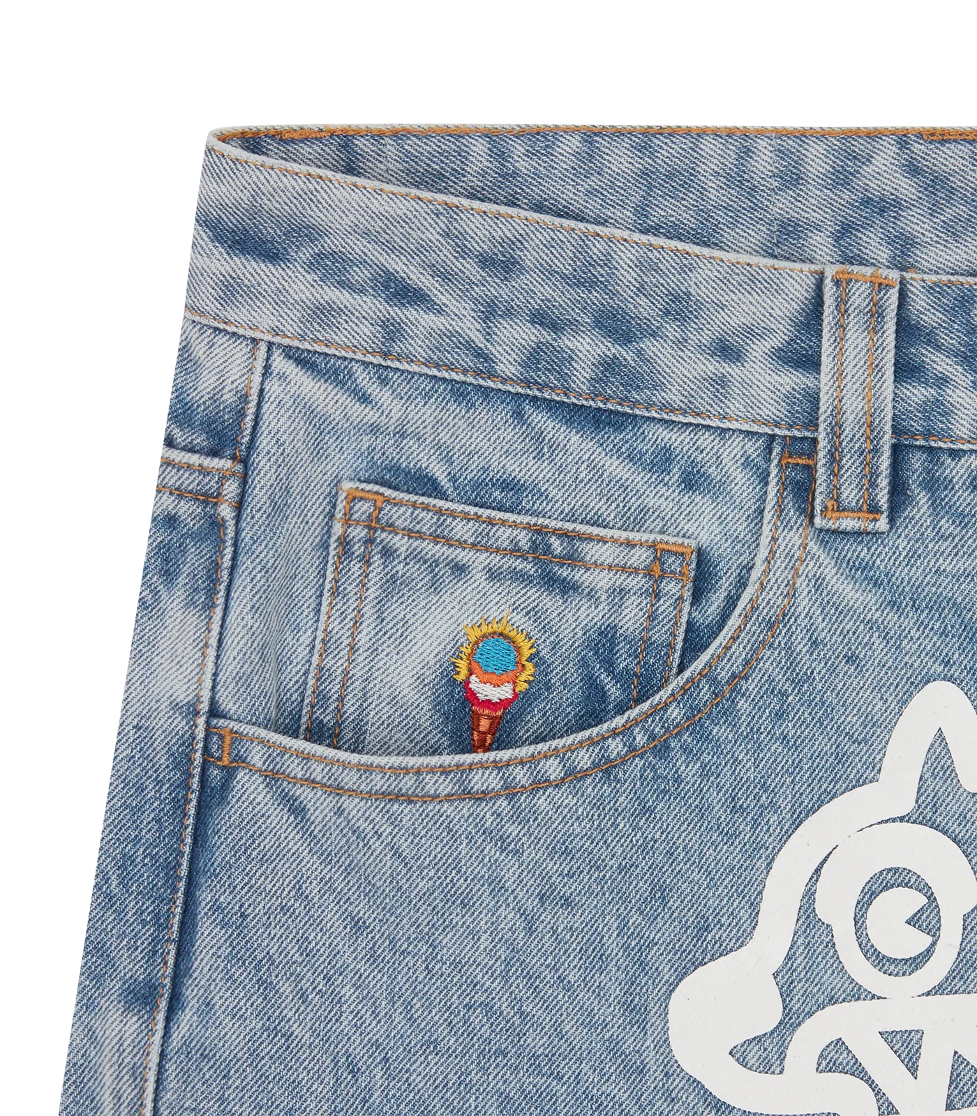 RUNNING DOG TRIPLE SCOOP DENIM PANT - HEAVY WASH BLUE - Image 5