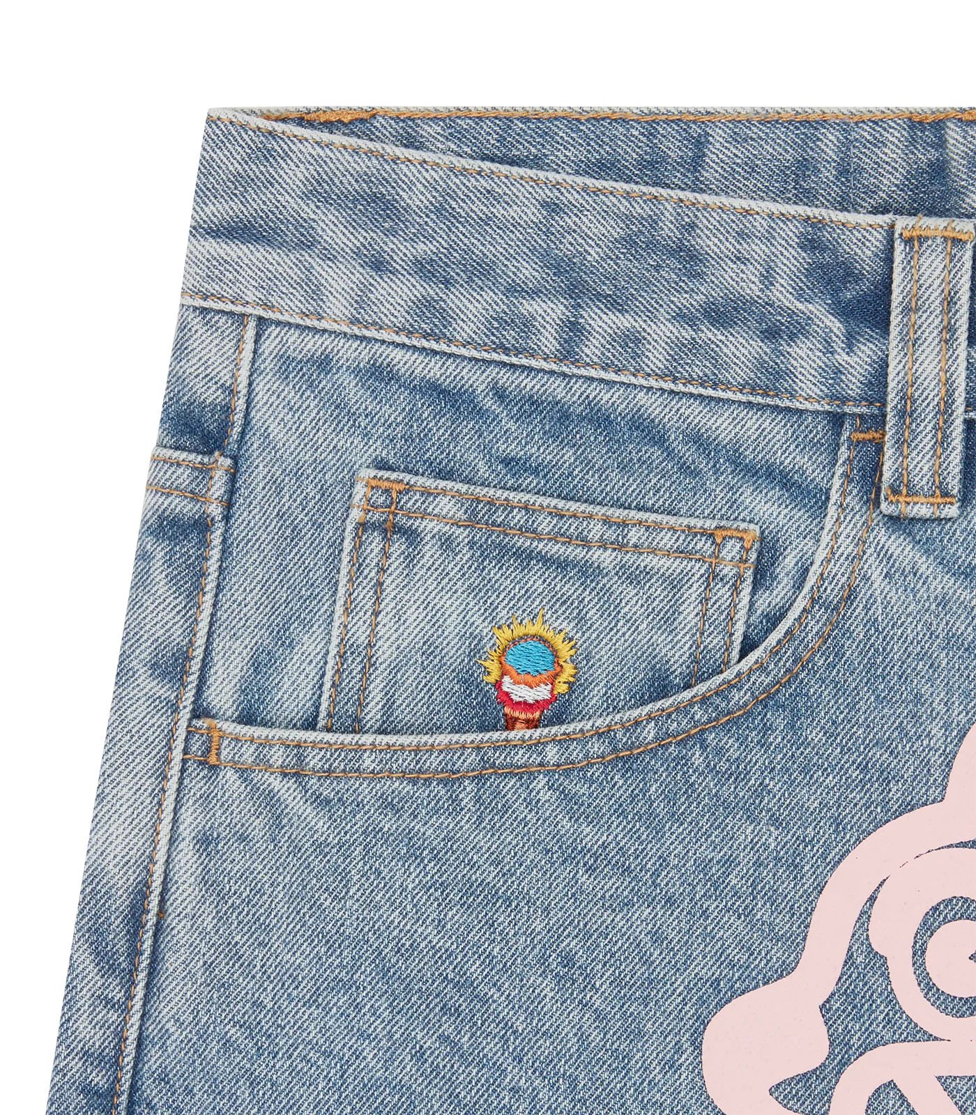 RUNNING DOG TRIPLE SCOOP DENIM PANTS - HEAVY WASH BLUE - Image 5