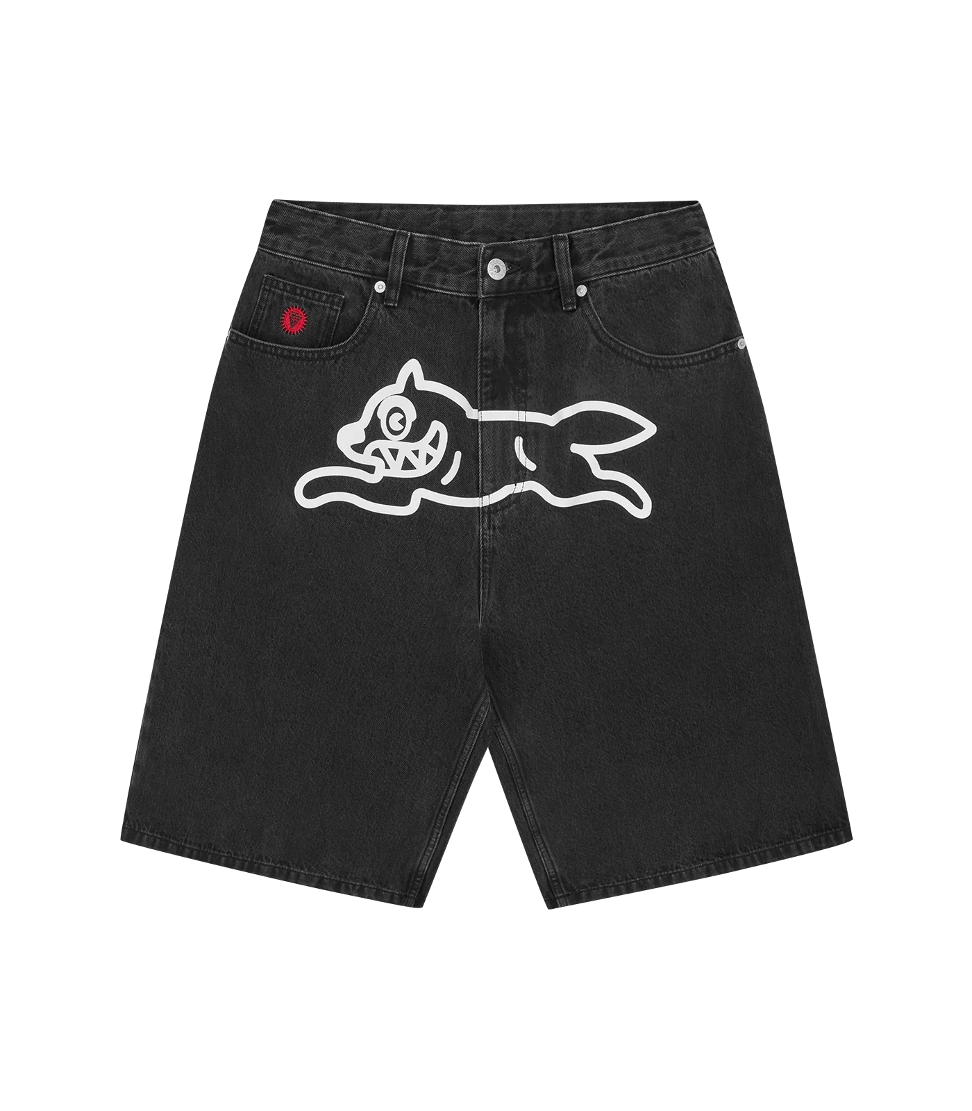 RUNNING DOG TRIPLE SCOOP DENIM SHORTS - BLACK