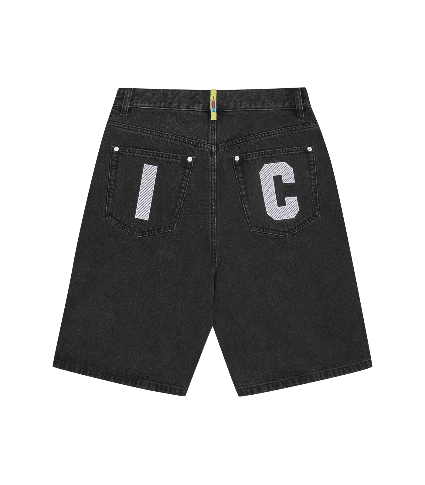 RUNNING DOG TRIPLE SCOOP DENIM SHORTS - BLACK - Image 2