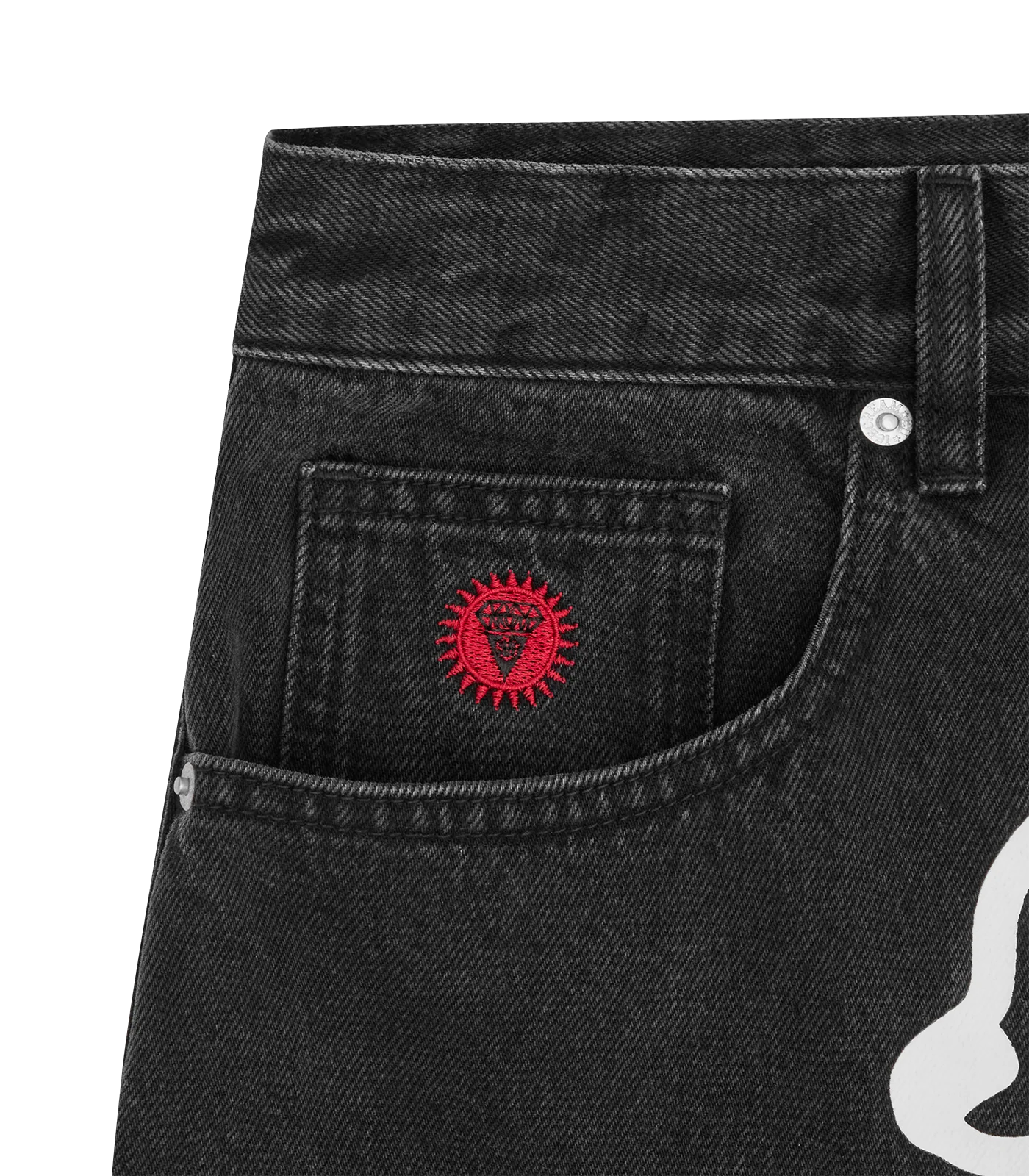 RUNNING DOG TRIPLE SCOOP DENIM SHORTS - BLACK - Image 3