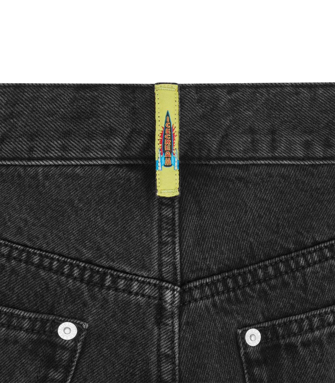 RUNNING DOG TRIPLE SCOOP DENIM SHORTS - BLACK - Image 7