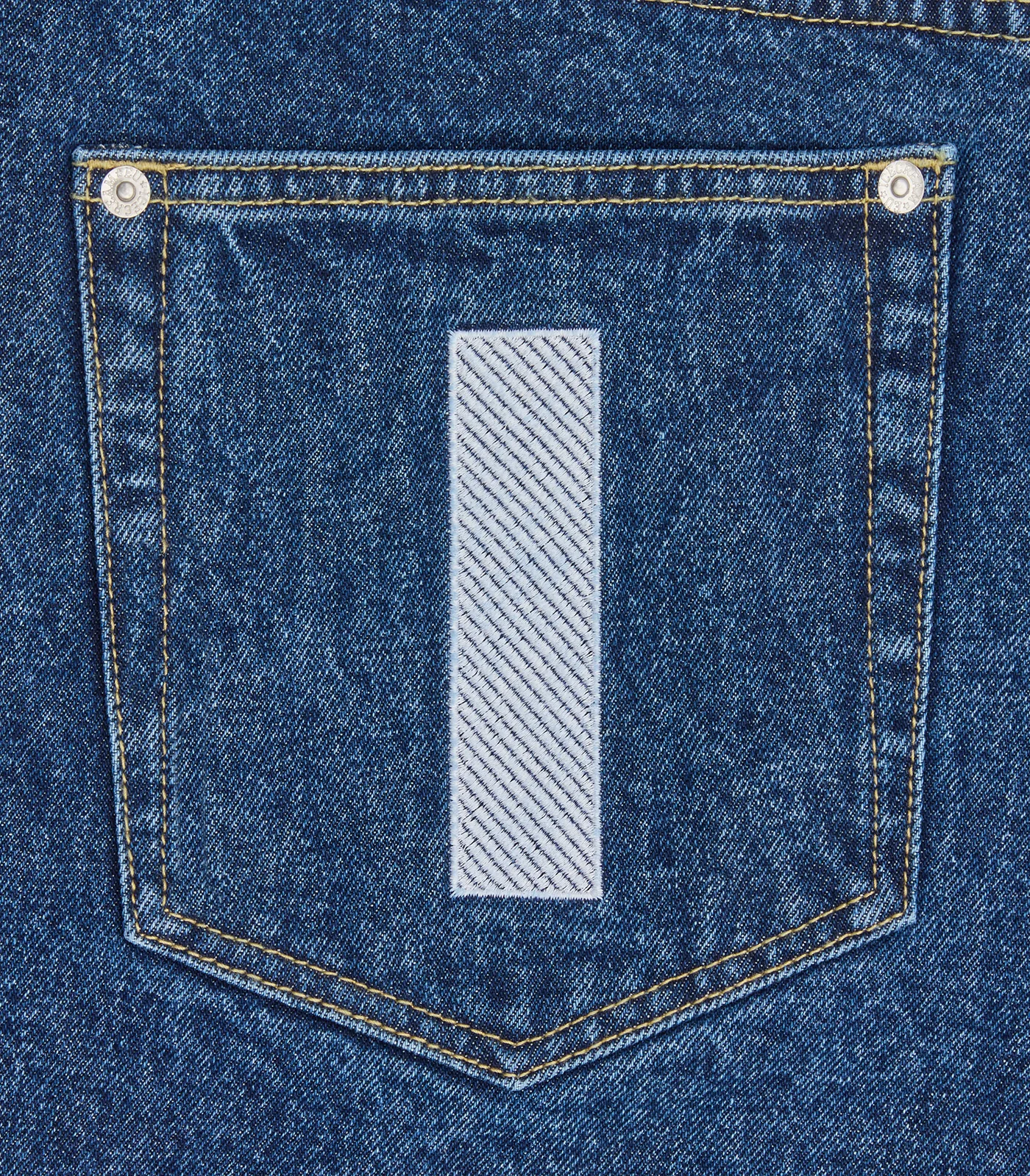 RUNNING DOG TRIPLE SCOOP DENIM SHORTS - MID WASH BLUE - Image 7