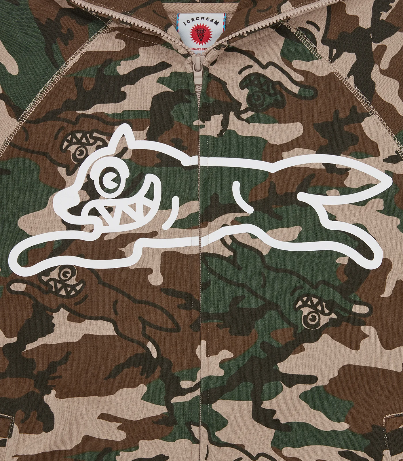 RUNNING DOG WOODLAND CAMO ZIP THROUGH HOOD - MULTI - Image 3