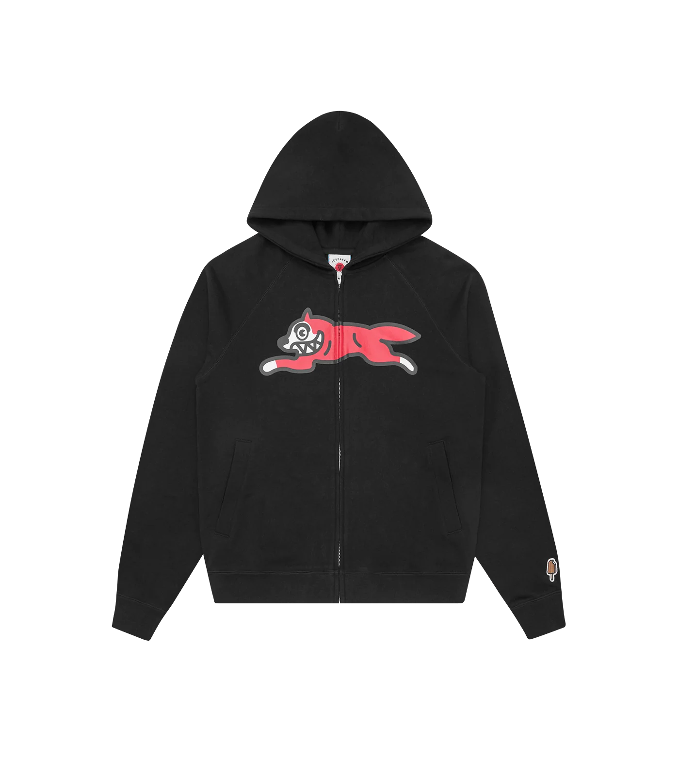 RUNNING DOG ZIP THROUGH HOOD - BLACK