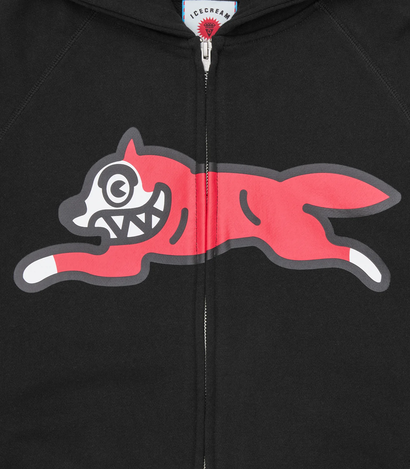 RUNNING DOG ZIP THROUGH HOOD - BLACK - Image 3