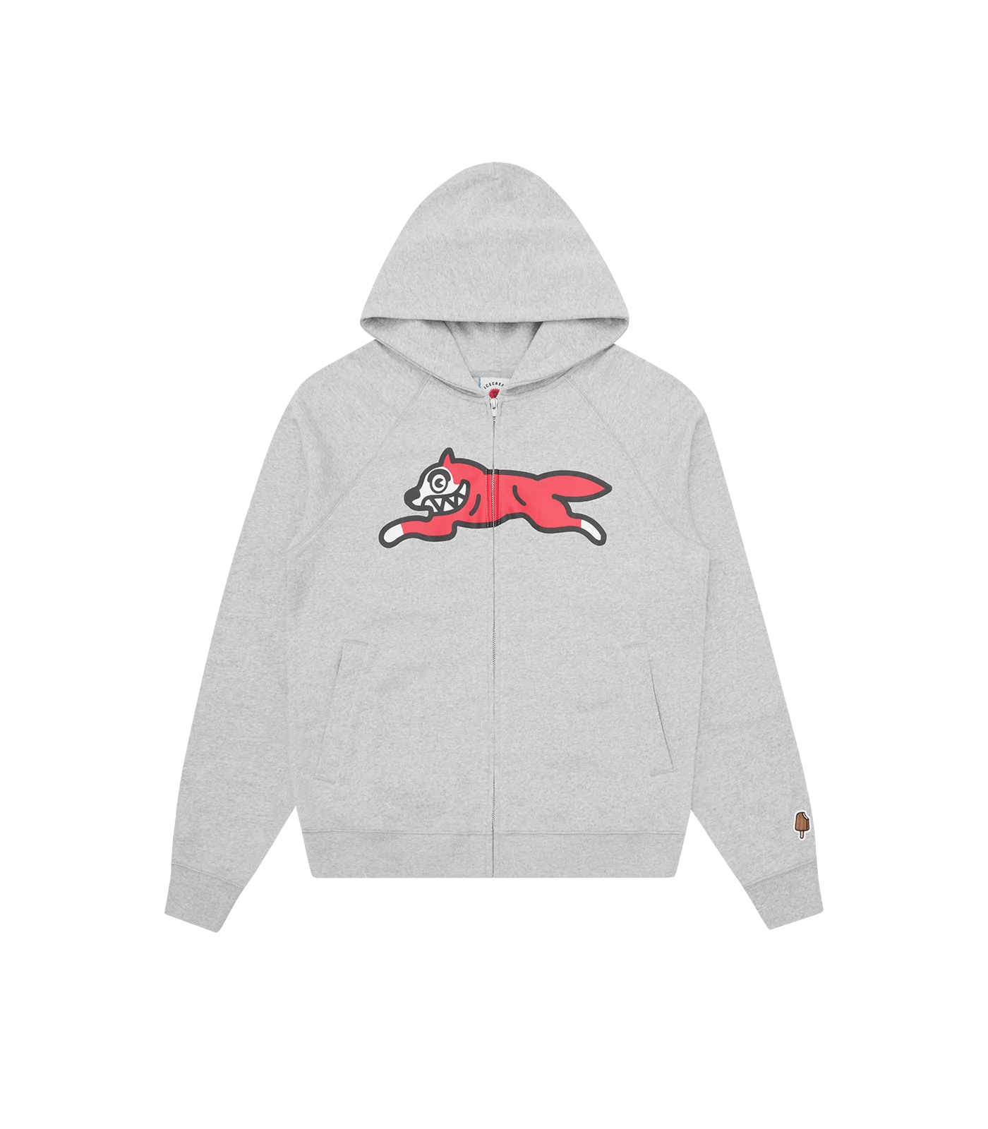 RUNNING DOG ZIP THROUGH HOOD - HEATHER GREY