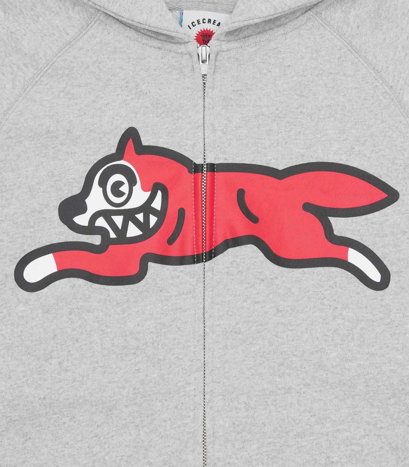 RUNNING DOG ZIP THROUGH HOOD - HEATHER GREY - Image 3