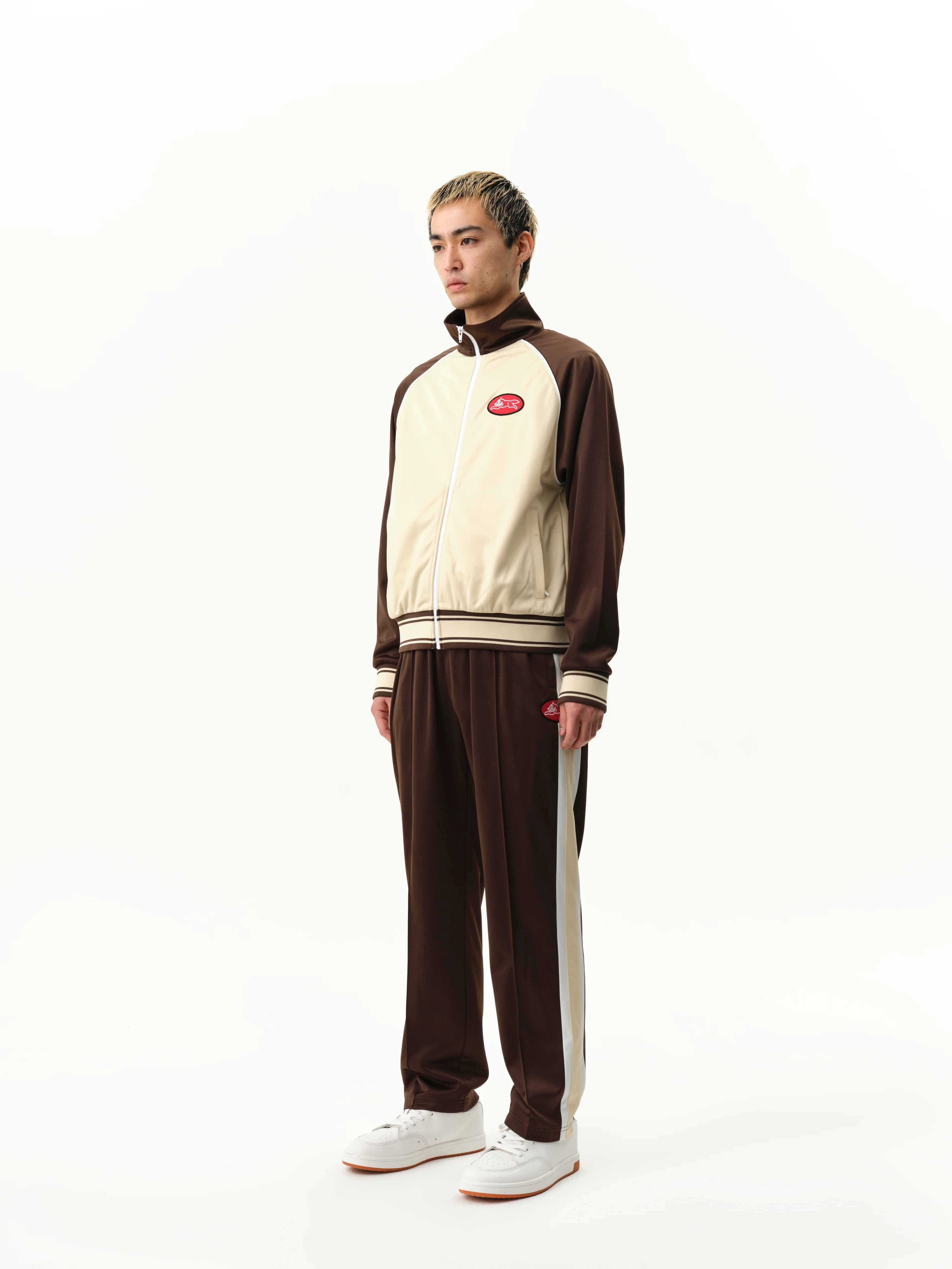 RUNNING DOG ZIP THROUGH TRACK TOP - BROWN - Image 4