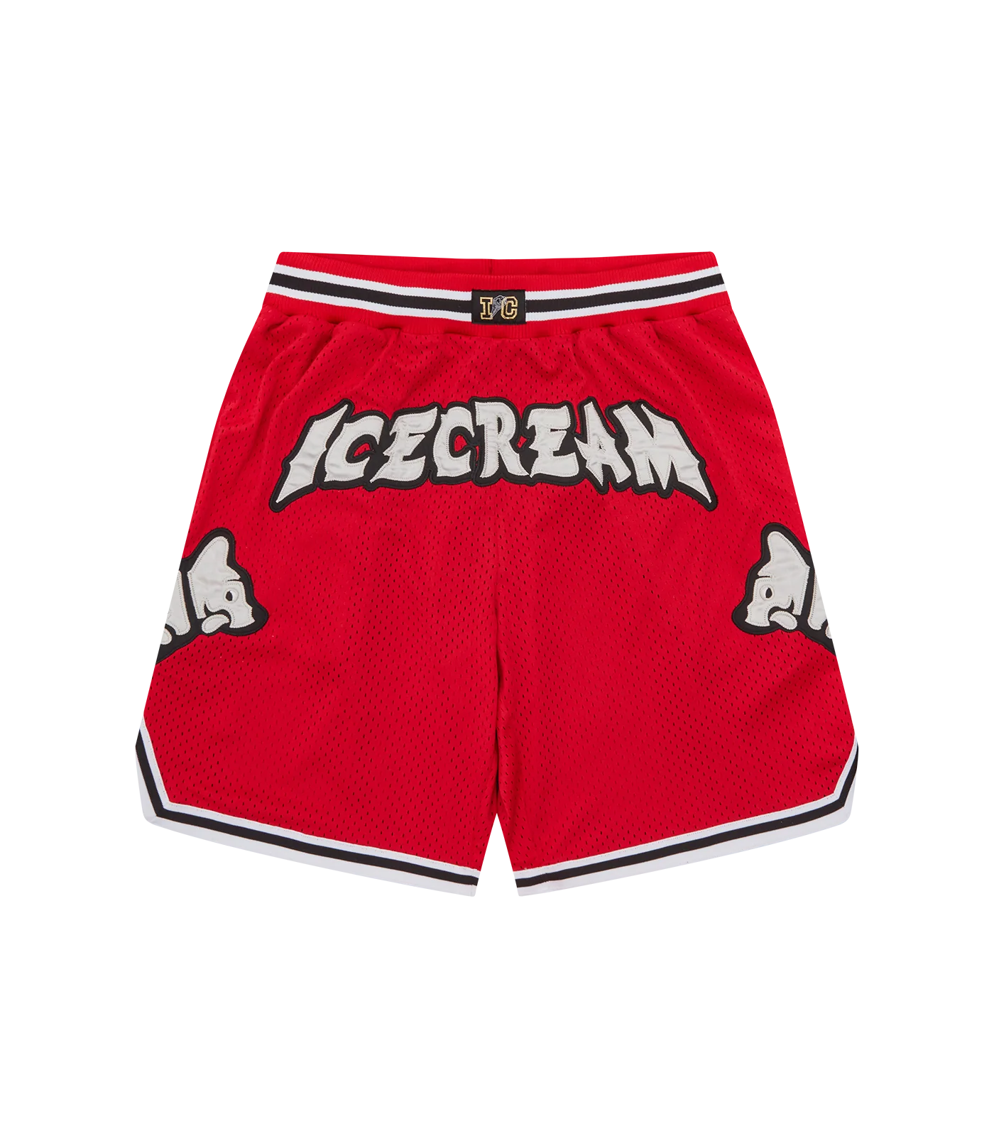 RUNNING PUPPY APPLIQUE BASKETBALL SHORTS - RED
