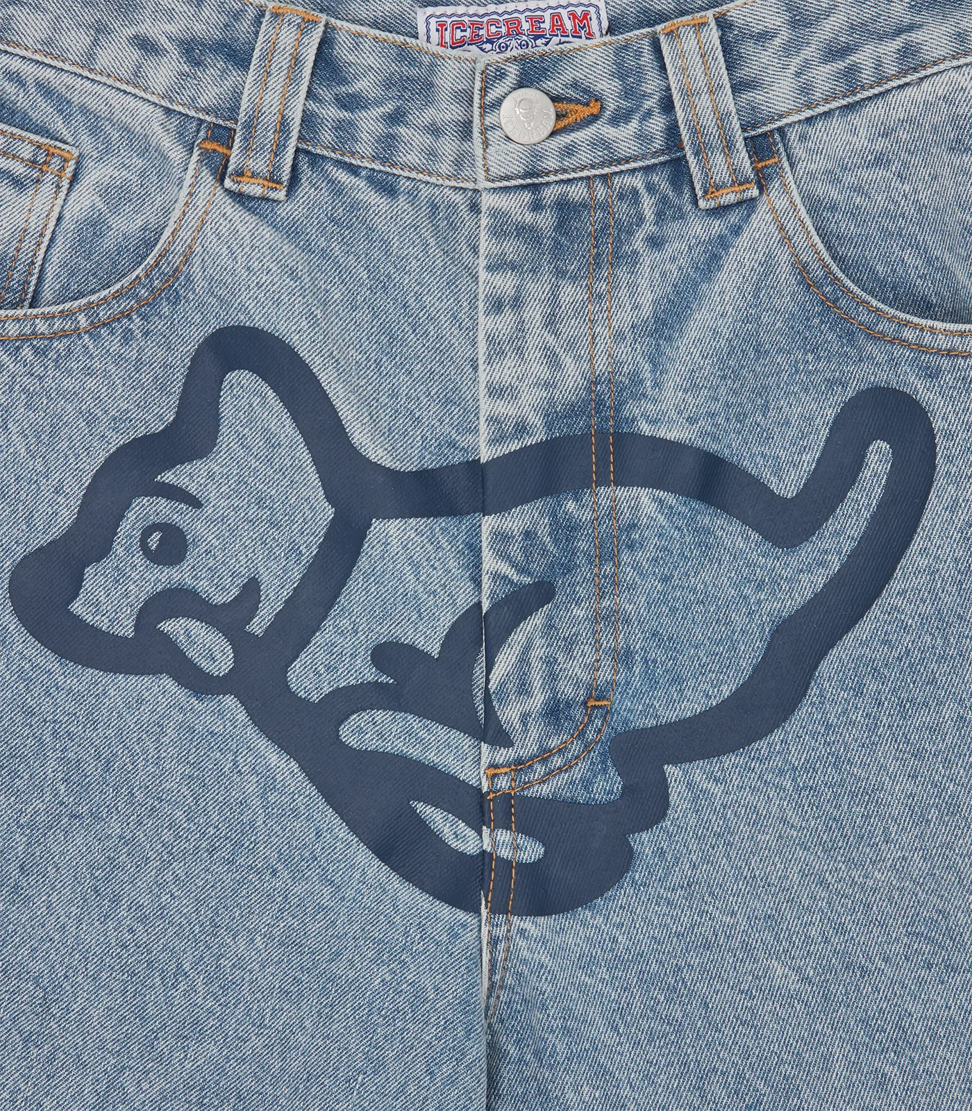 RUNNING PUPPY PATCH TRIPLE SCOOP DENIM PANT - HEAVY WASH BLUE - Image 4