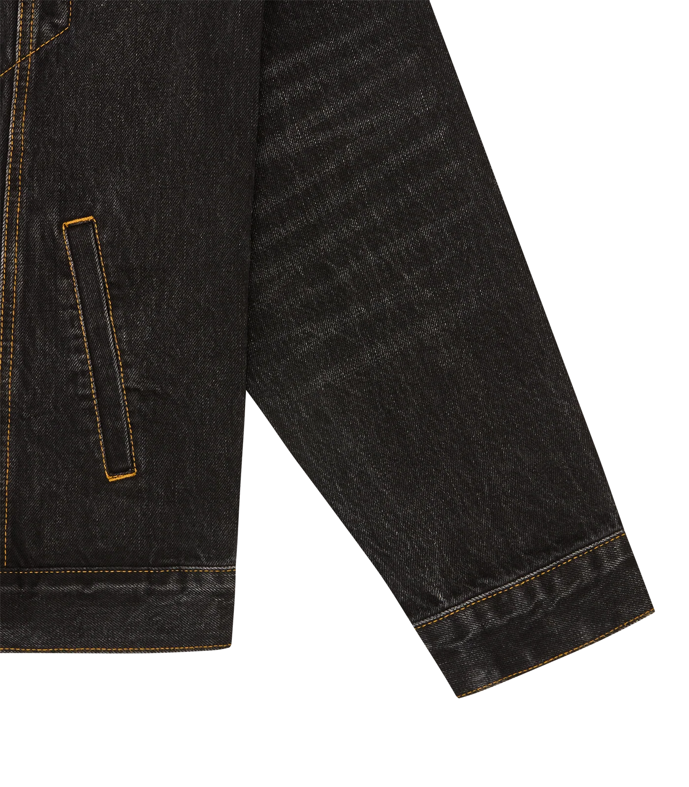 SCRIPT CORD COLLAR DENIM TRUCKER JACKET - WASHED BLACK - Image 7