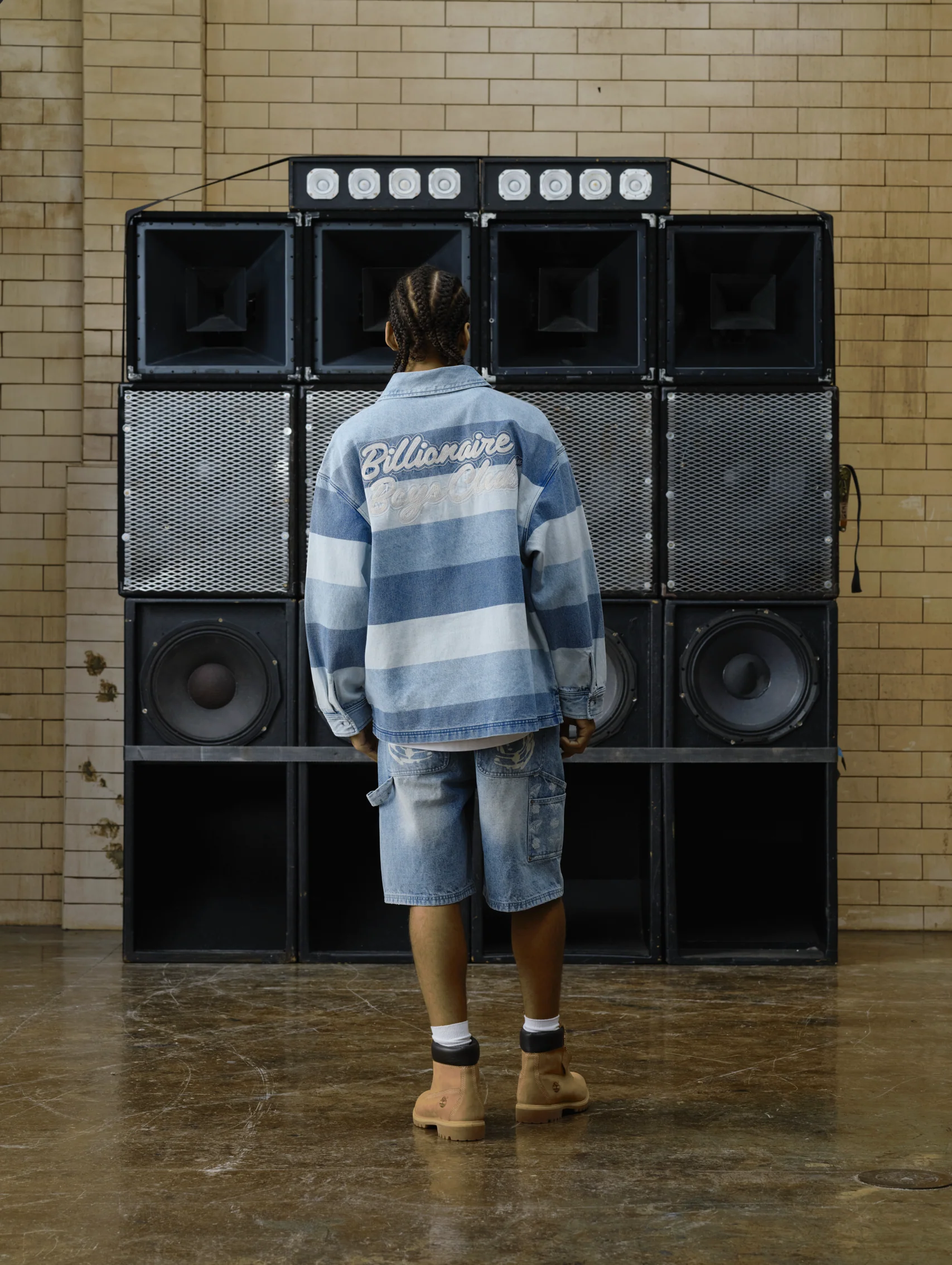 SCRIPT DENIM LONG SLEEVE RUGBY SHIRT - LIGHT WASH BLUE - Image 4