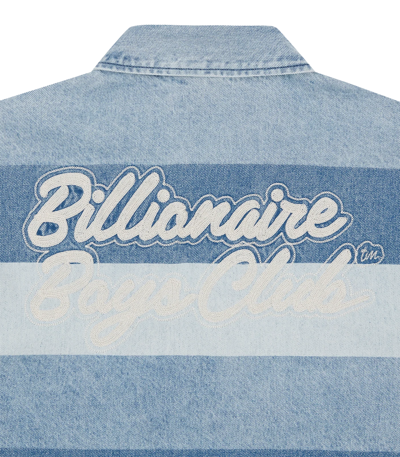 SCRIPT DENIM LONG SLEEVE RUGBY SHIRT - LIGHT WASH BLUE - Image 7