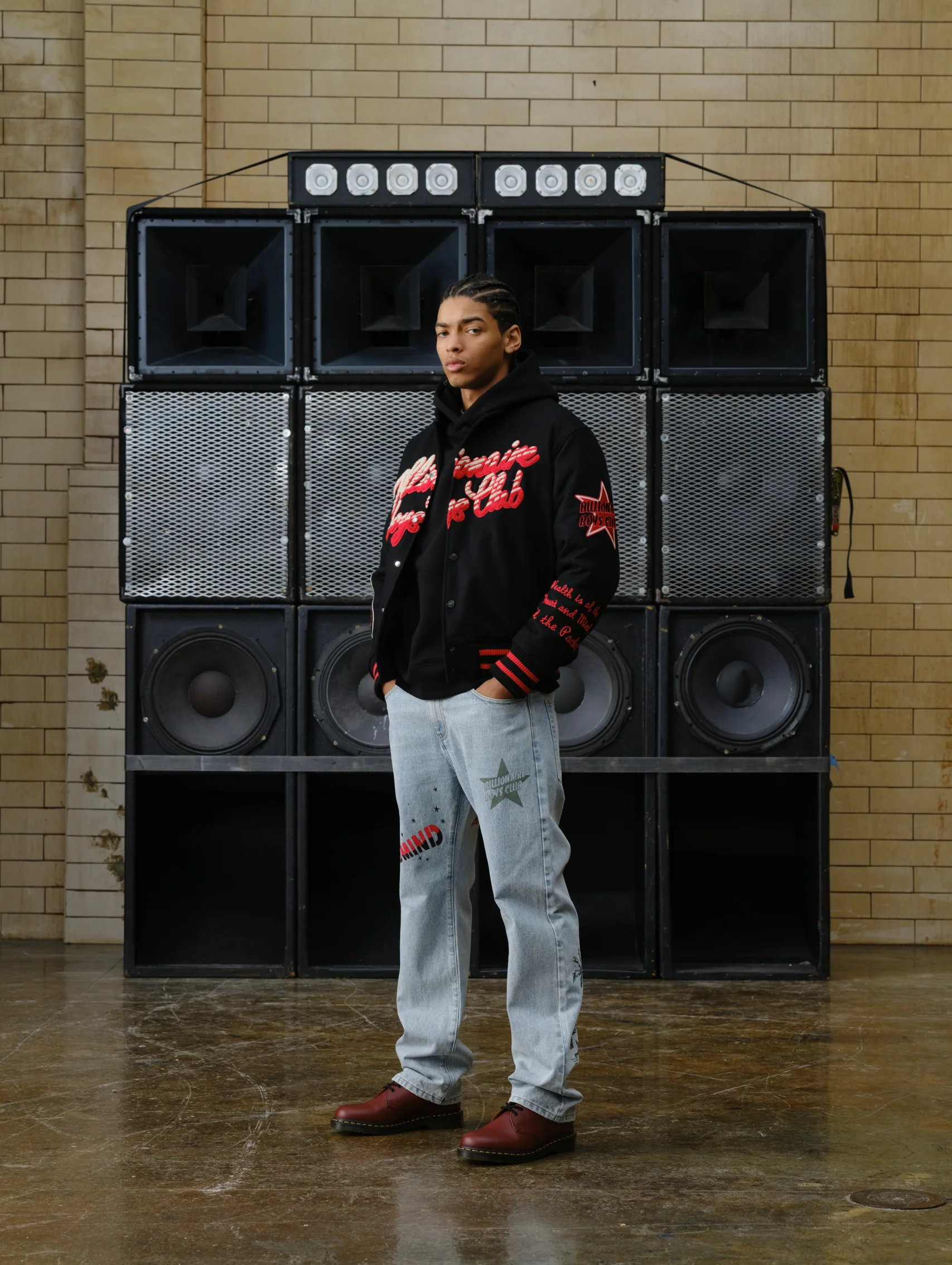 SCRIPT OG VARSITY JACKET- BLACK - Image 3