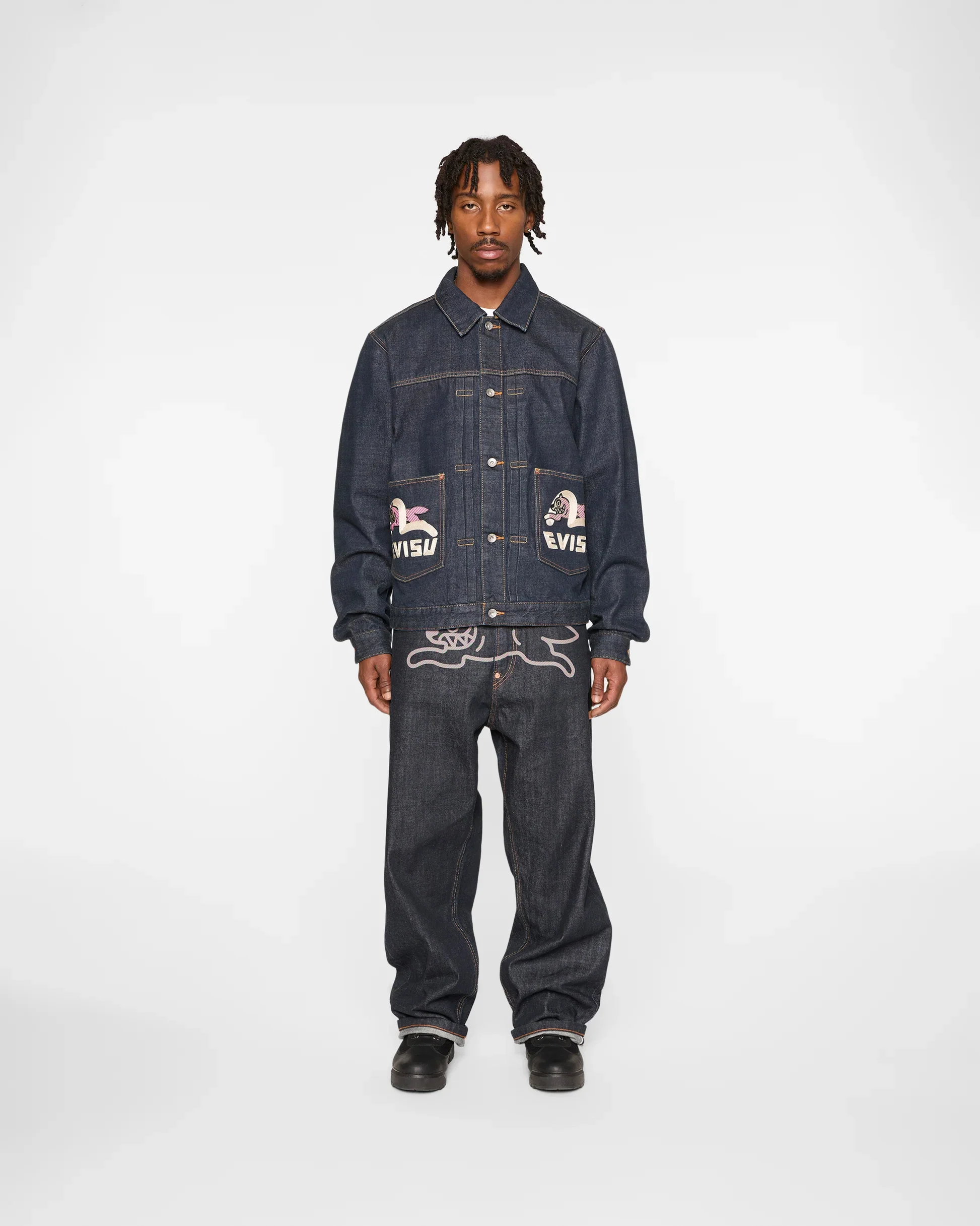 EVISU X ICECREAM EMBROIDERED DENIM JACKET - RINSE INDIGO - Image 3