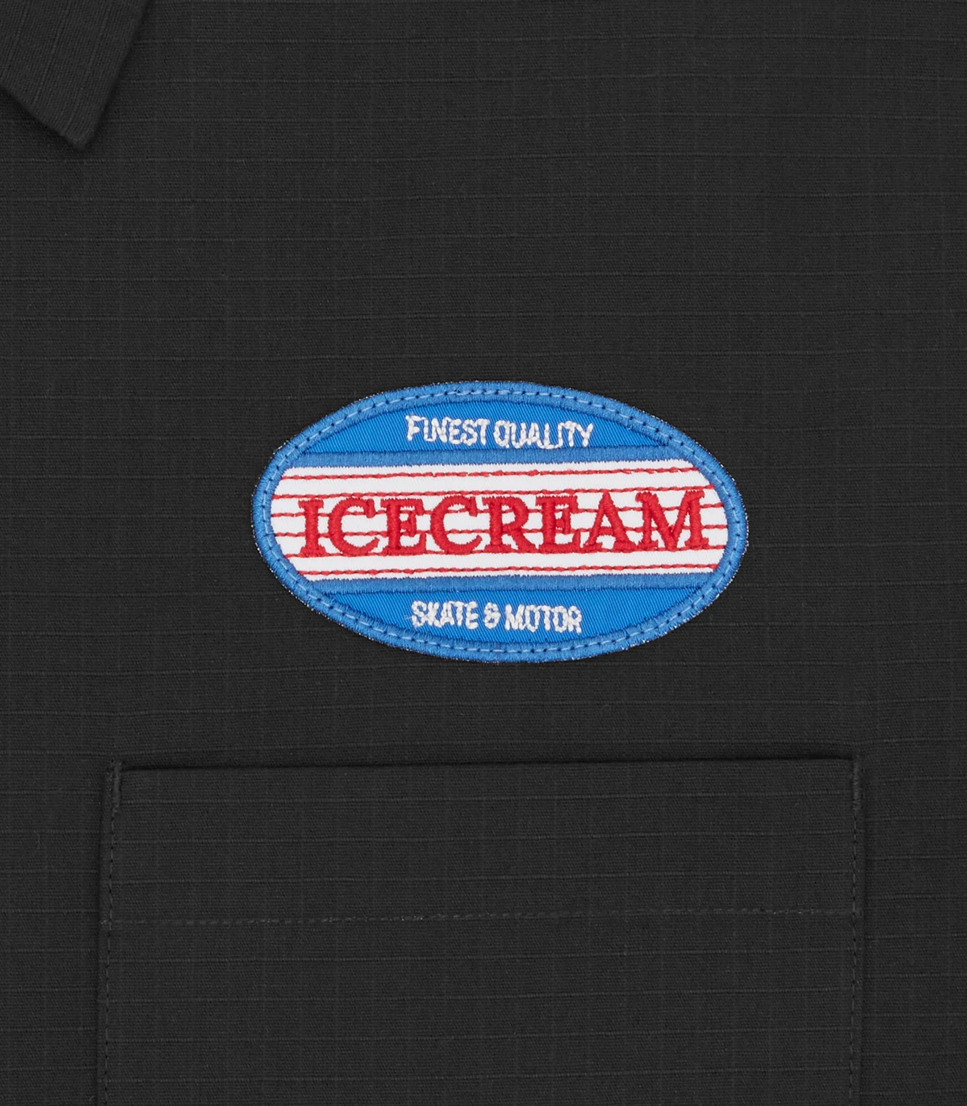 SHORT SLEEVE PATCH WORK SHIRT - BLACK - Image 3