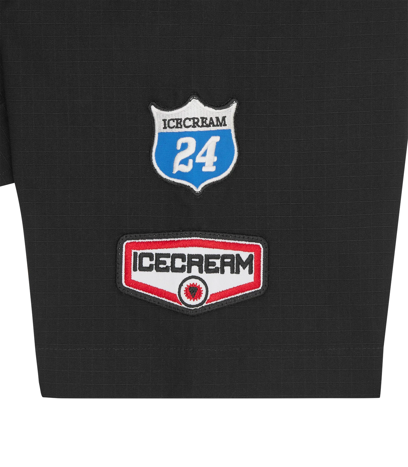 SHORT SLEEVE PATCH WORK SHIRT - BLACK - Image 5