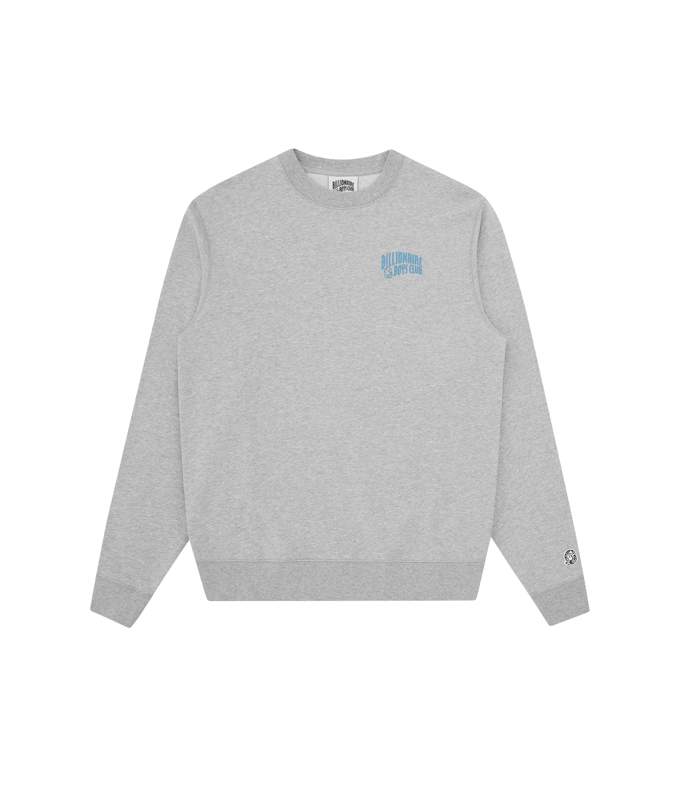 SMALL ARCH LOGO CREWNECK - HEATHER GREY/BLUE LOGO