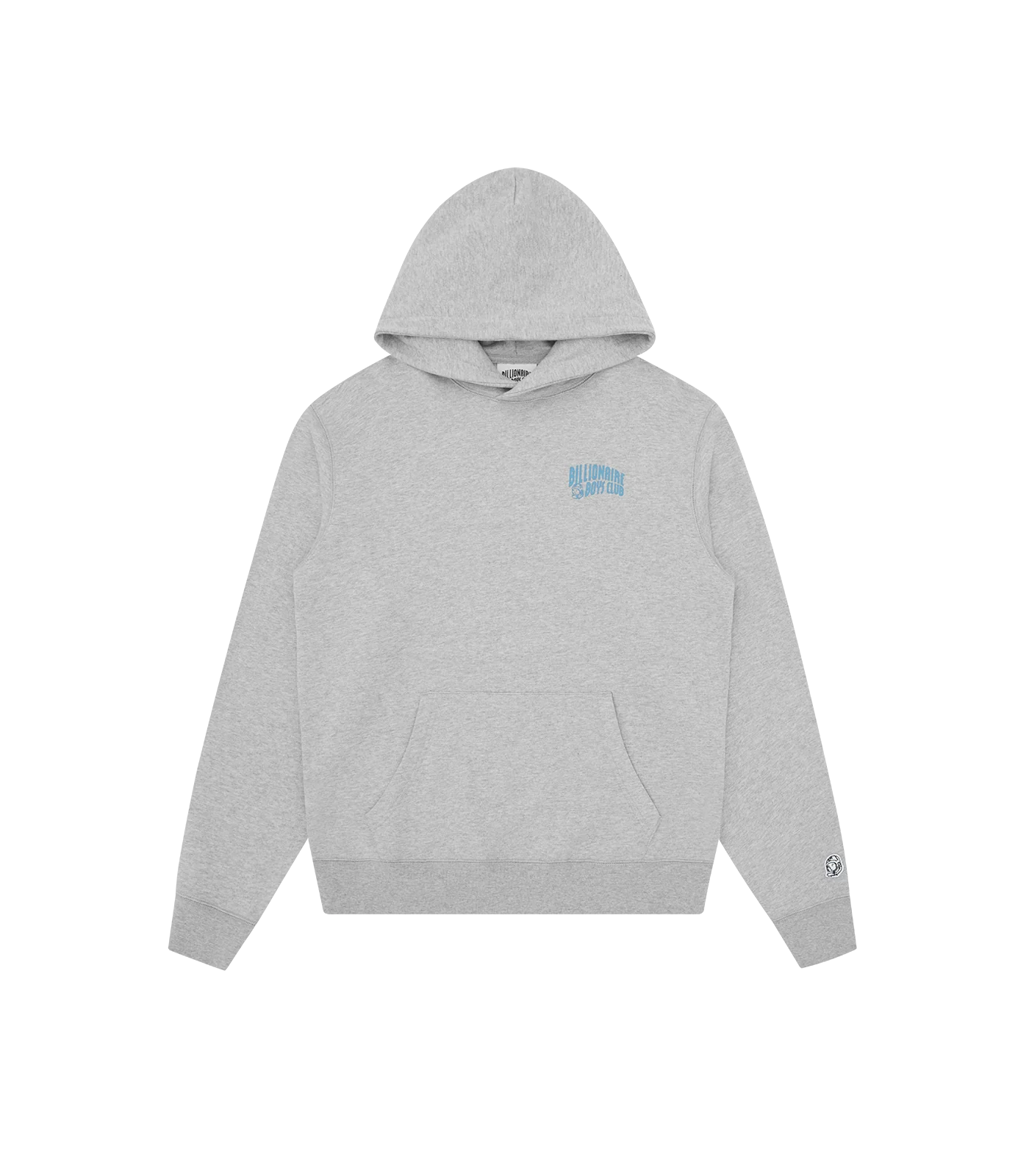 SMALL ARCH LOGO POPOVER HOOD - HEATHER GREY/BLUE LOGO