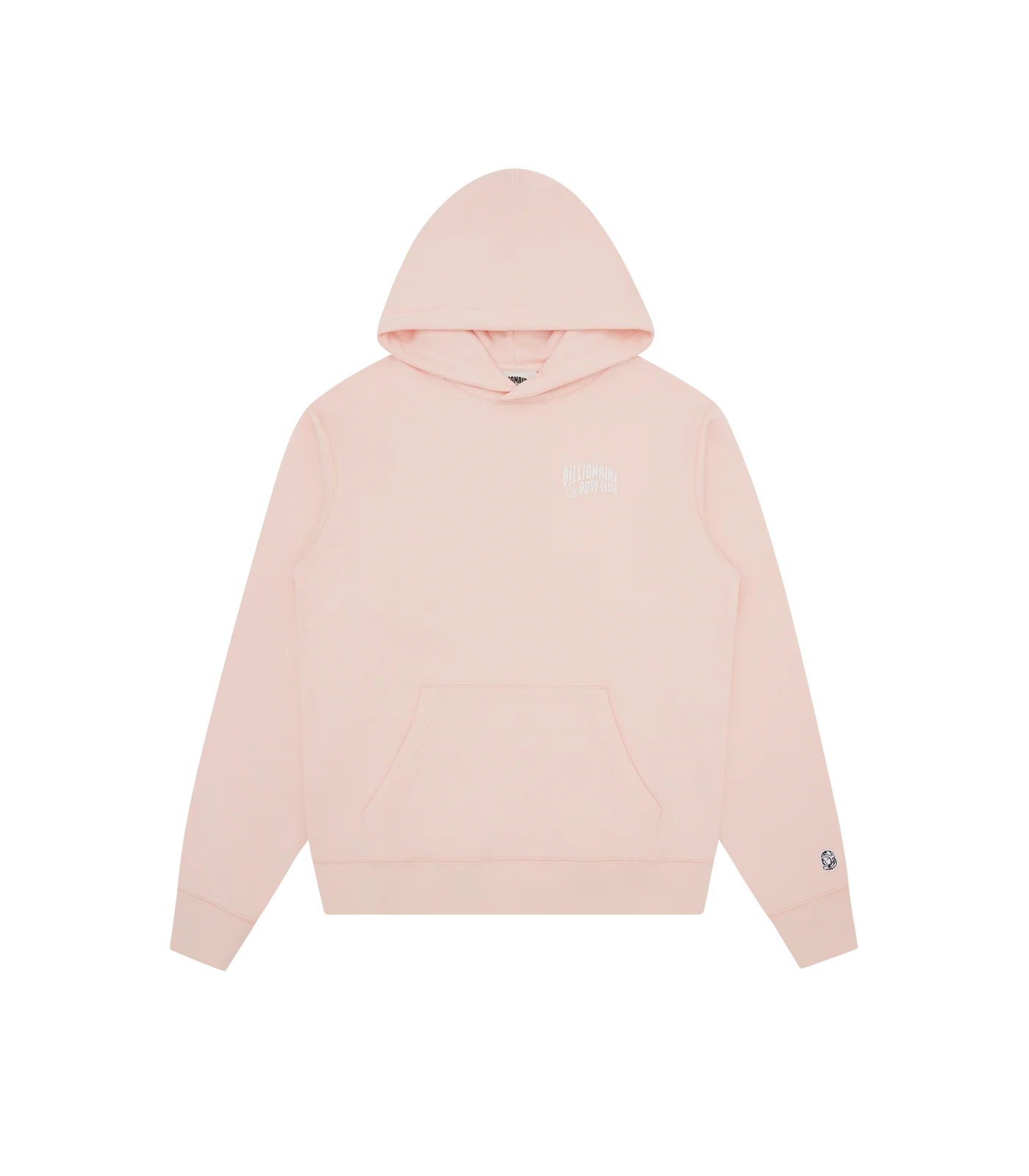 SMALL ARCH LOGO POPOVER HOOD - POWDER PINK/WHITE LOGO