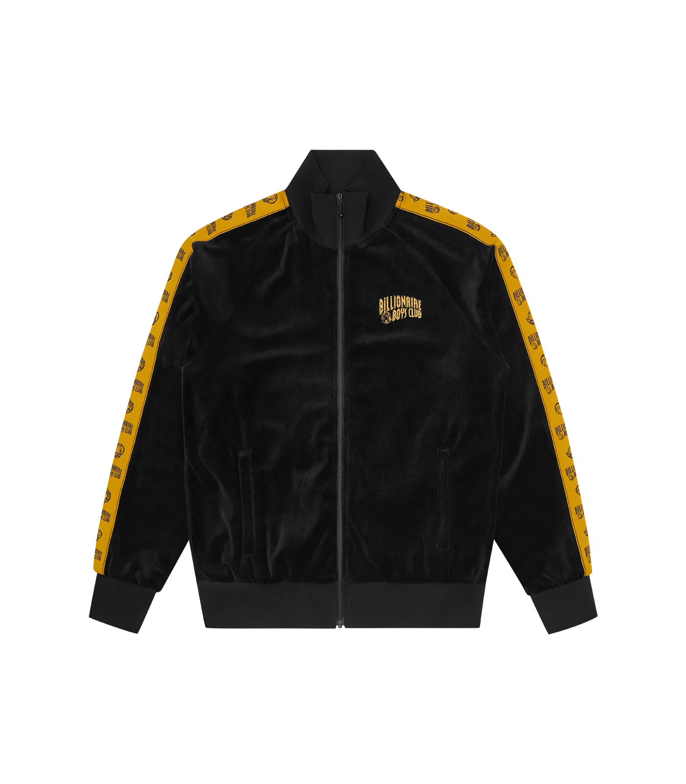 SMALL ARCH LOGO TAPED VELOUR TRACK TOP - BLACK