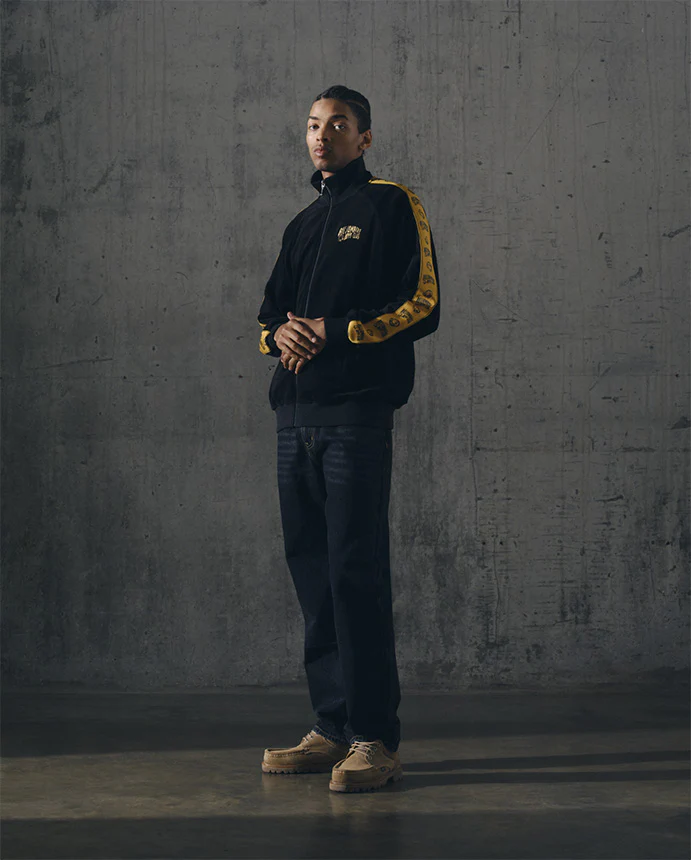 SMALL ARCH LOGO TAPED VELOUR TRACK TOP - BLACK - Image 4