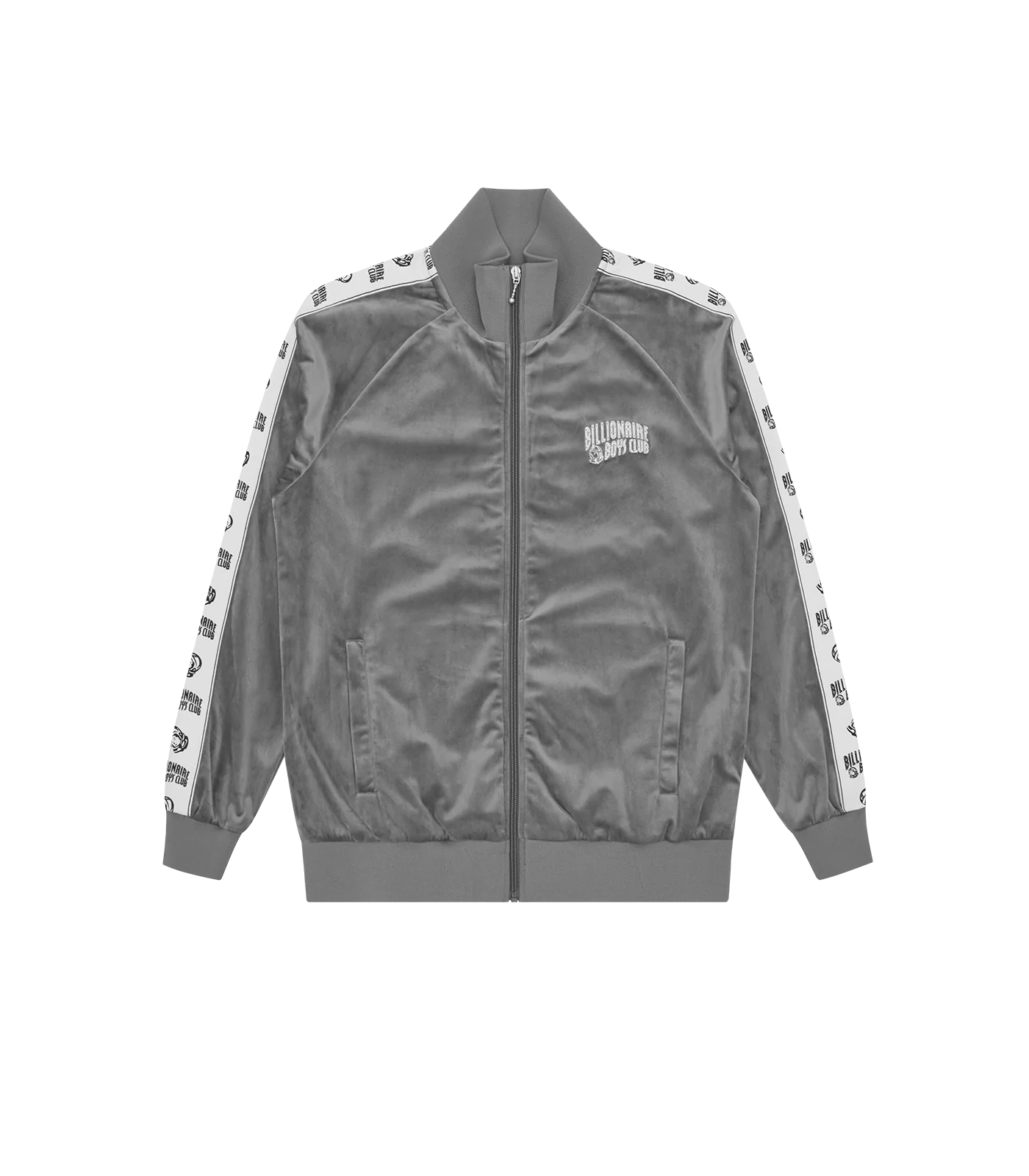 SMALL ARCH LOGO TAPED VELOUR TRACK TOP - CHARCOAL