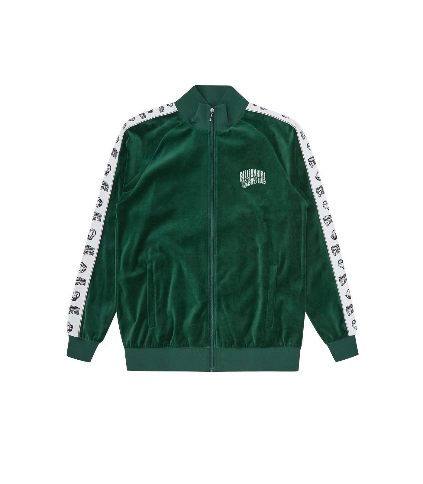 SMALL ARCH LOGO TAPED VELOUR TRACK TOP - DARK GREEN