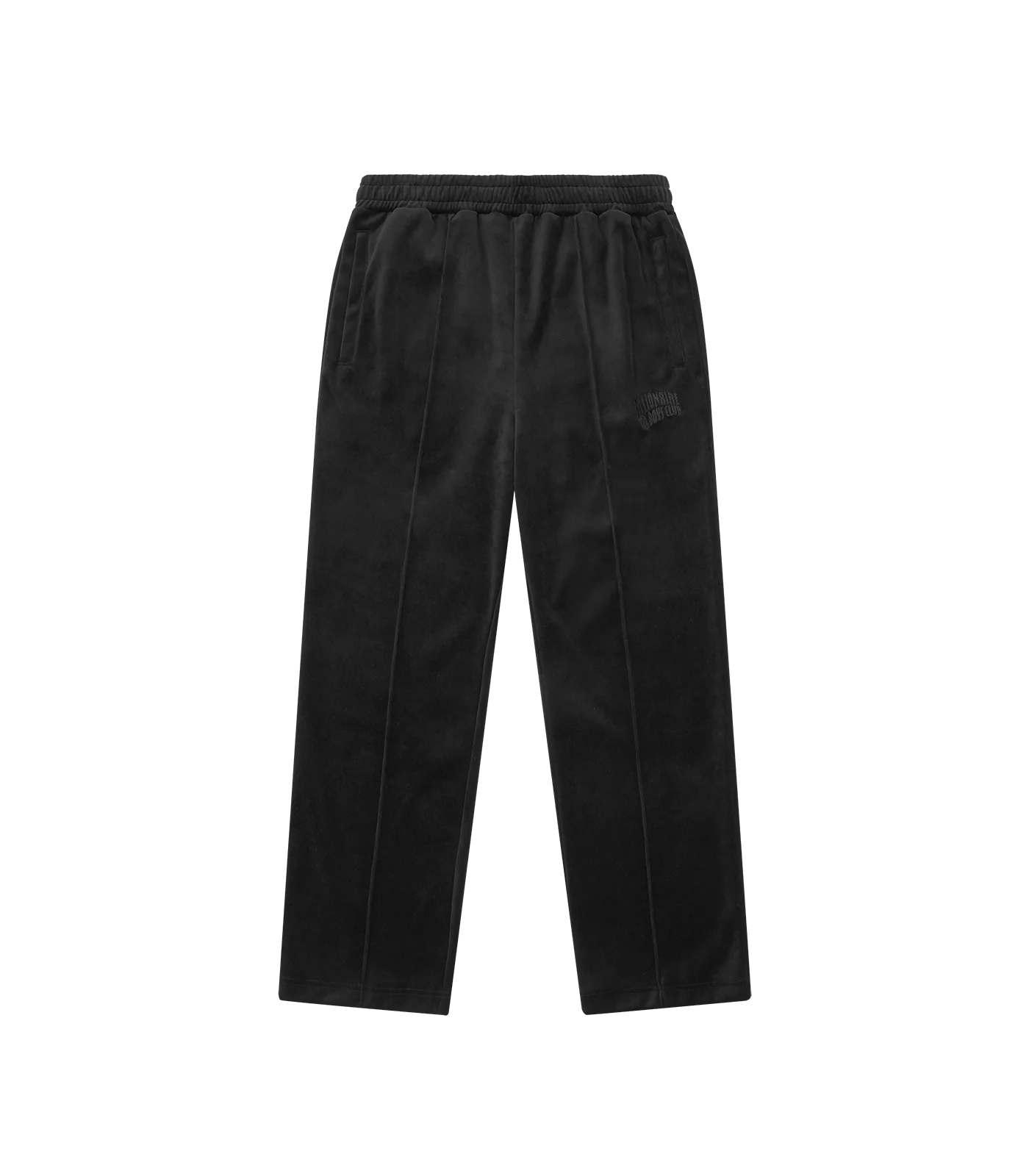 SMALL ARCH LOGO VELOUR TRACK PANTS - BLACK
