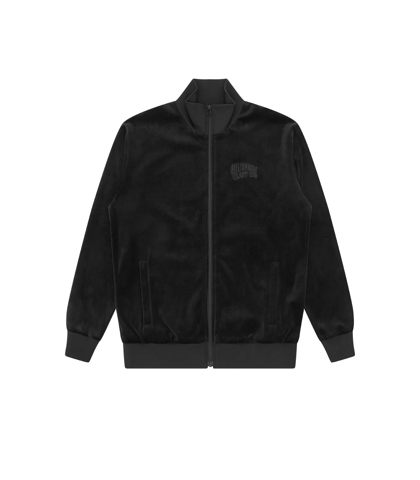 SMALL ARCH LOGO VELOUR TRACK TOP - BLACK
